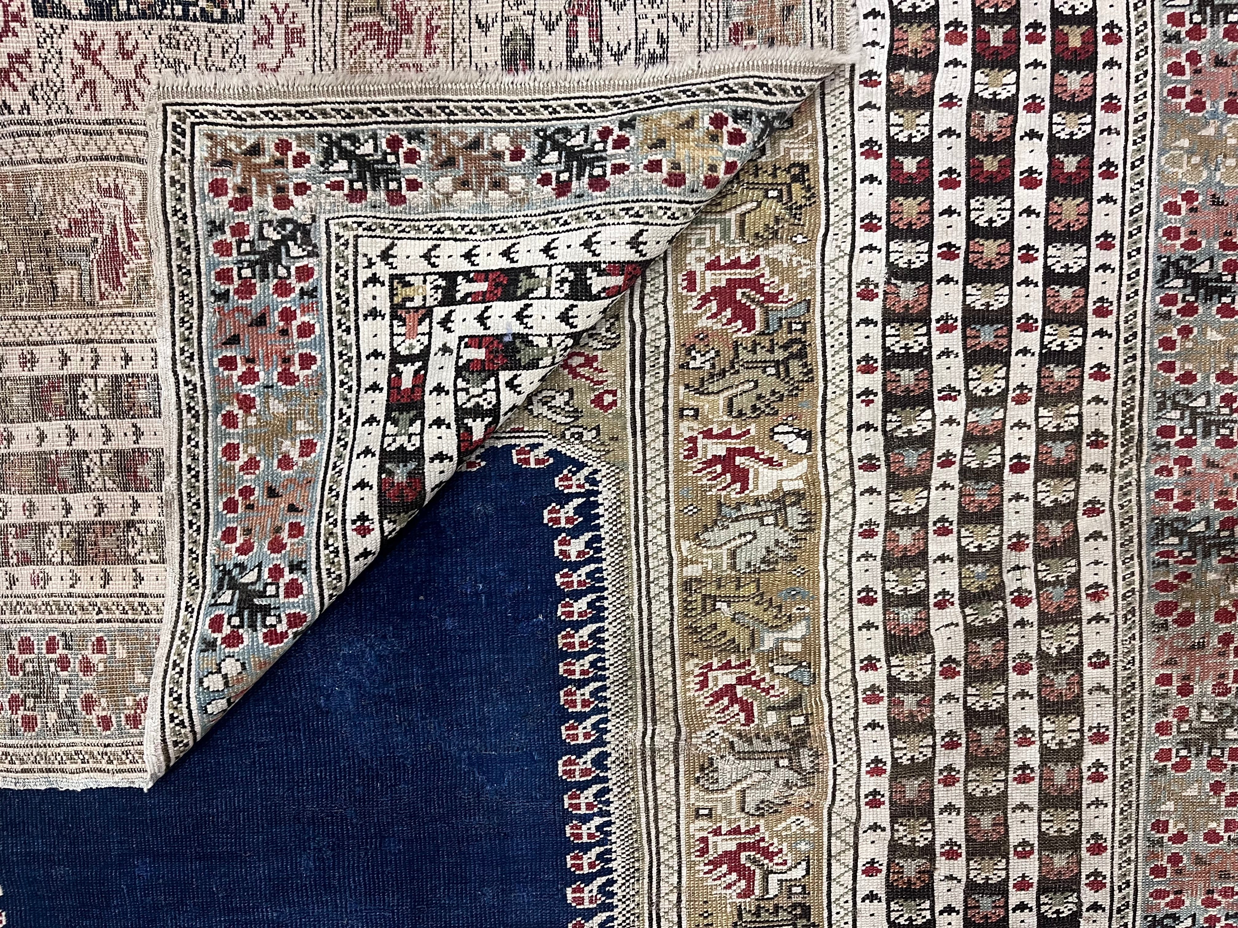 Fine Antique Turkish Giordez Wool Rug 4'1" x 5' 8"