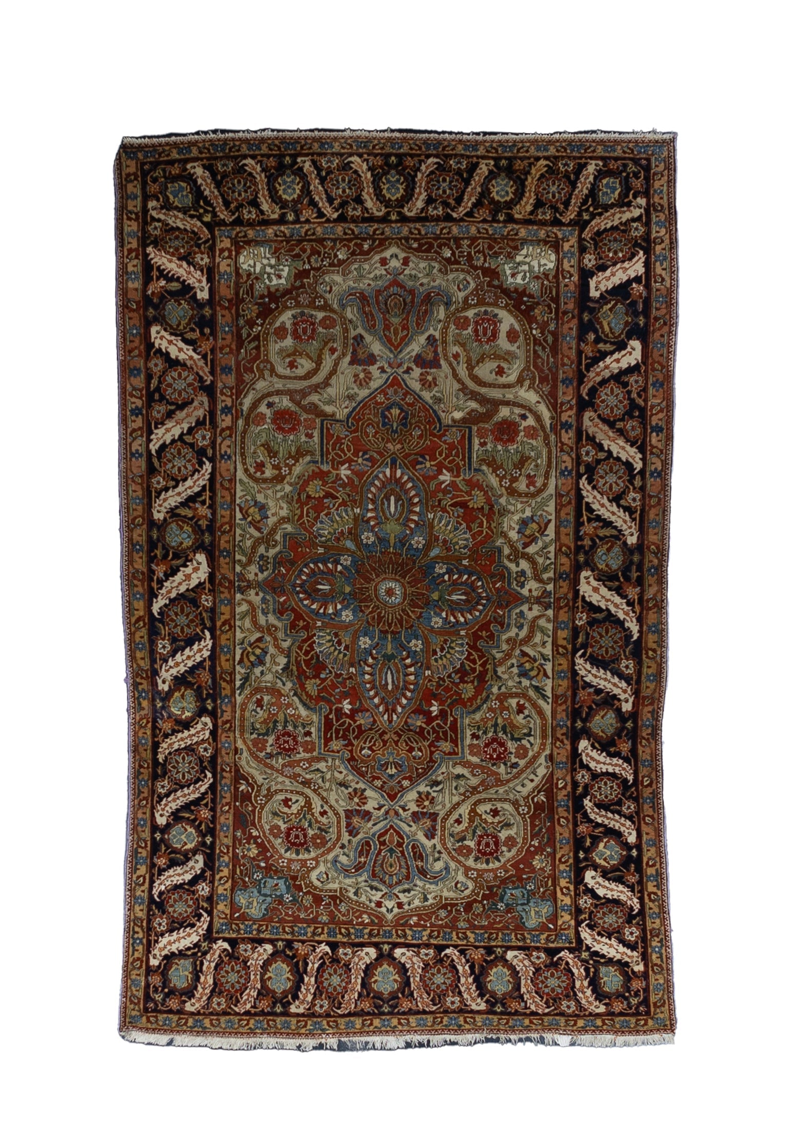 Fine Antique Mohtasham Kashan Wool Rug 4'5" x 7' 9''