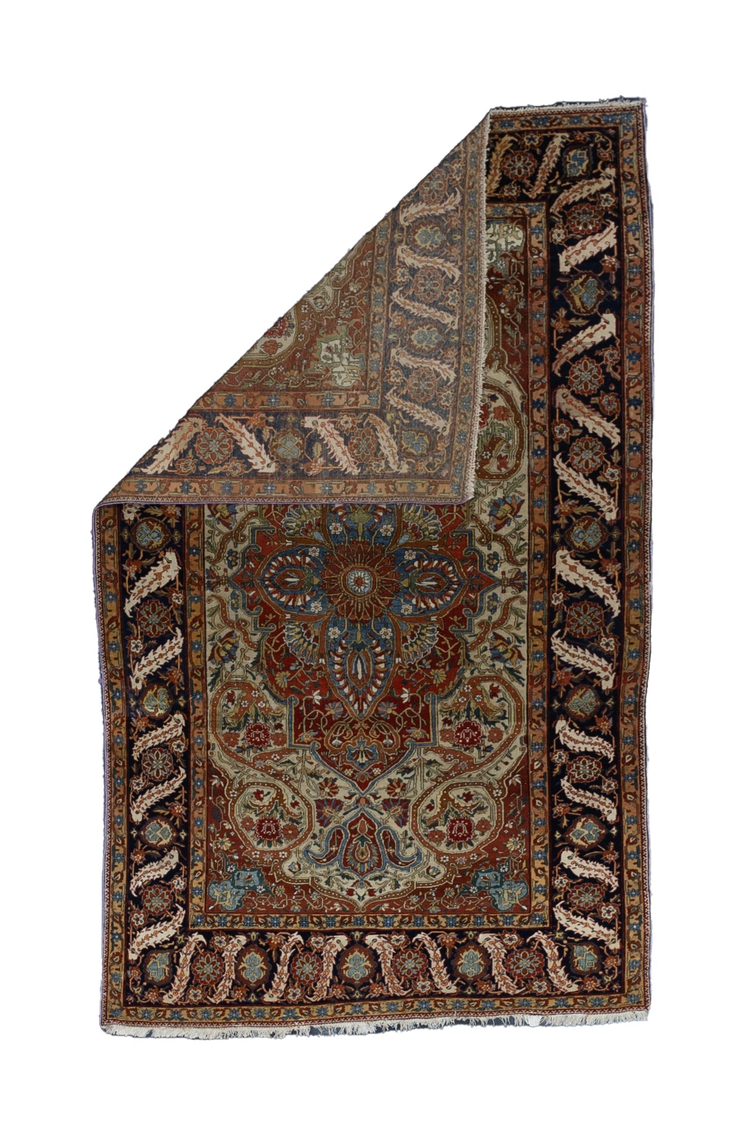 Fine Antique Mohtasham Kashan Wool Rug 4'5" x 7' 9''