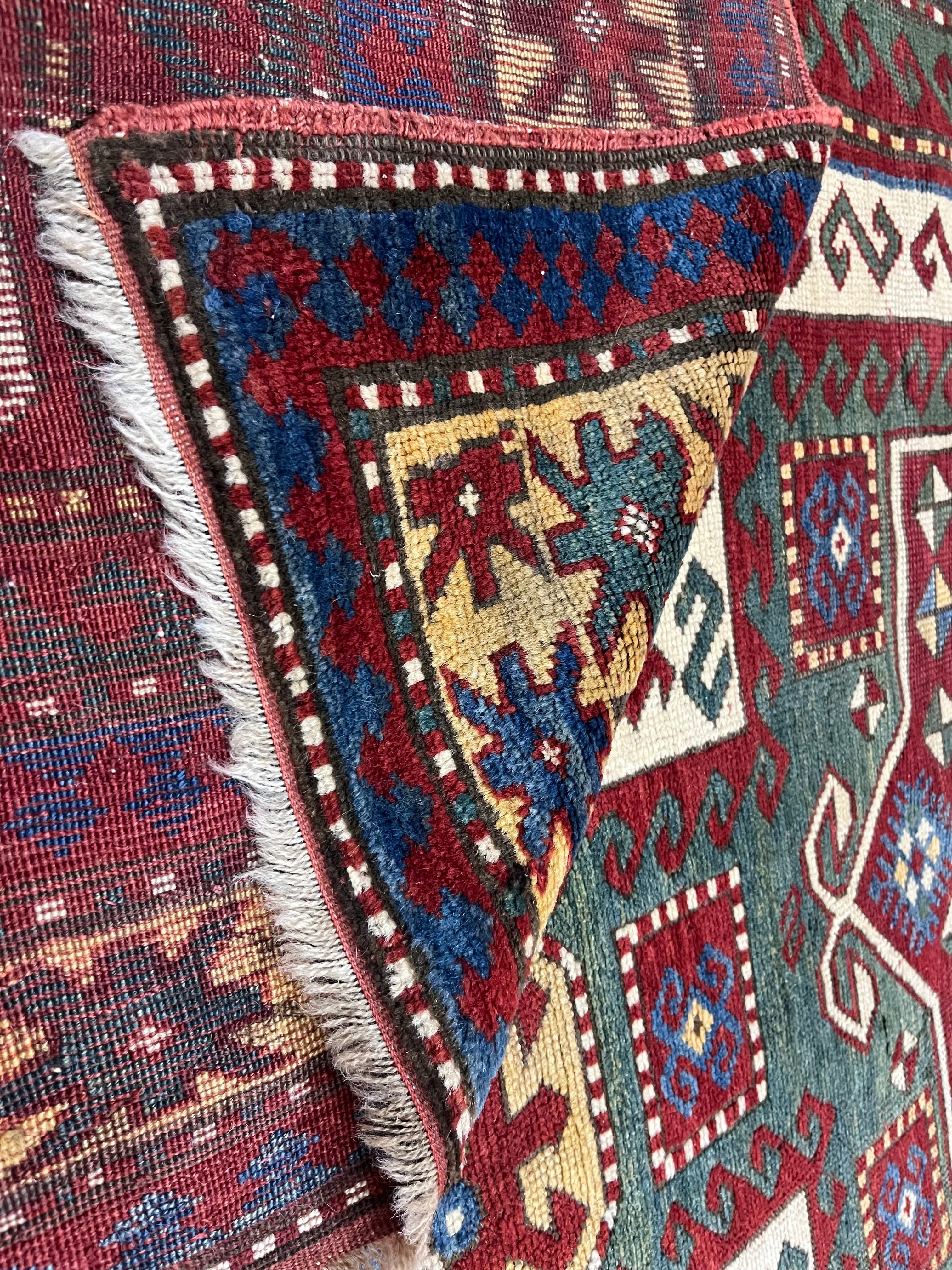 Fine Antique Caucasian Sevan Kazak Rug 5' 5'' x 7' 9''