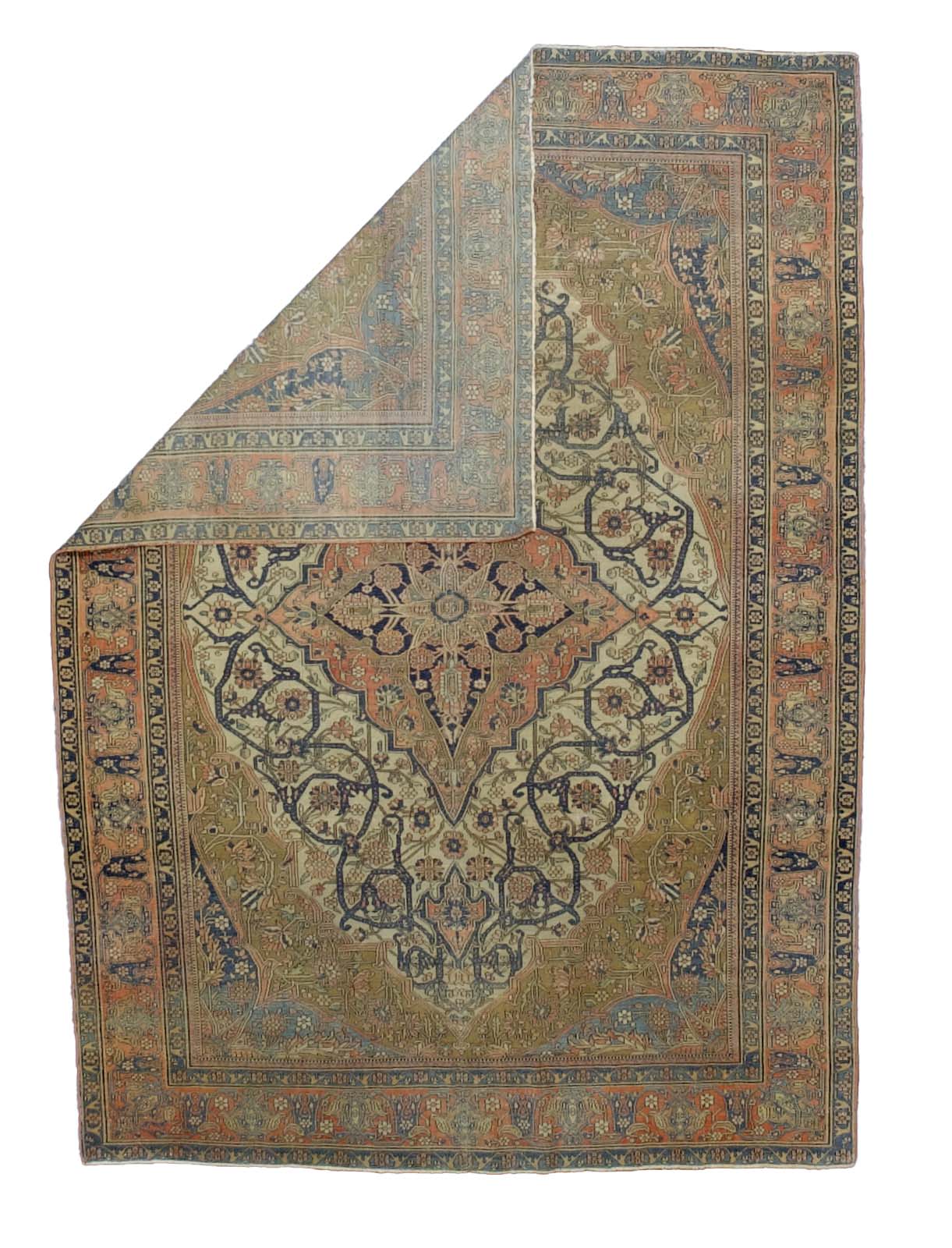 Fine Antique Mohtasham Kashan Rug 4' 7'' x 6' 5''