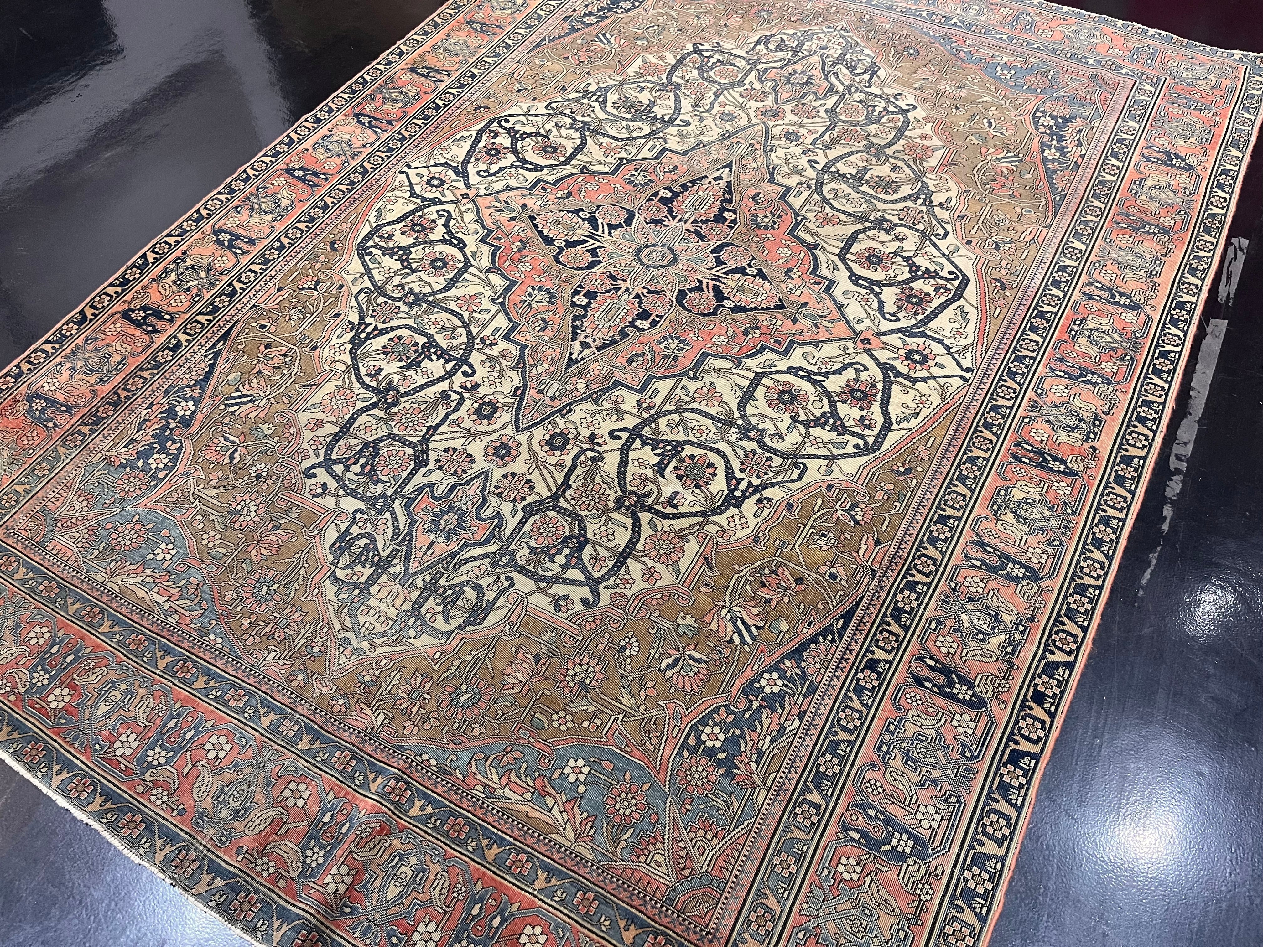 Fine Antique Mohtasham Kashan Rug 4' 7'' x 6' 5''