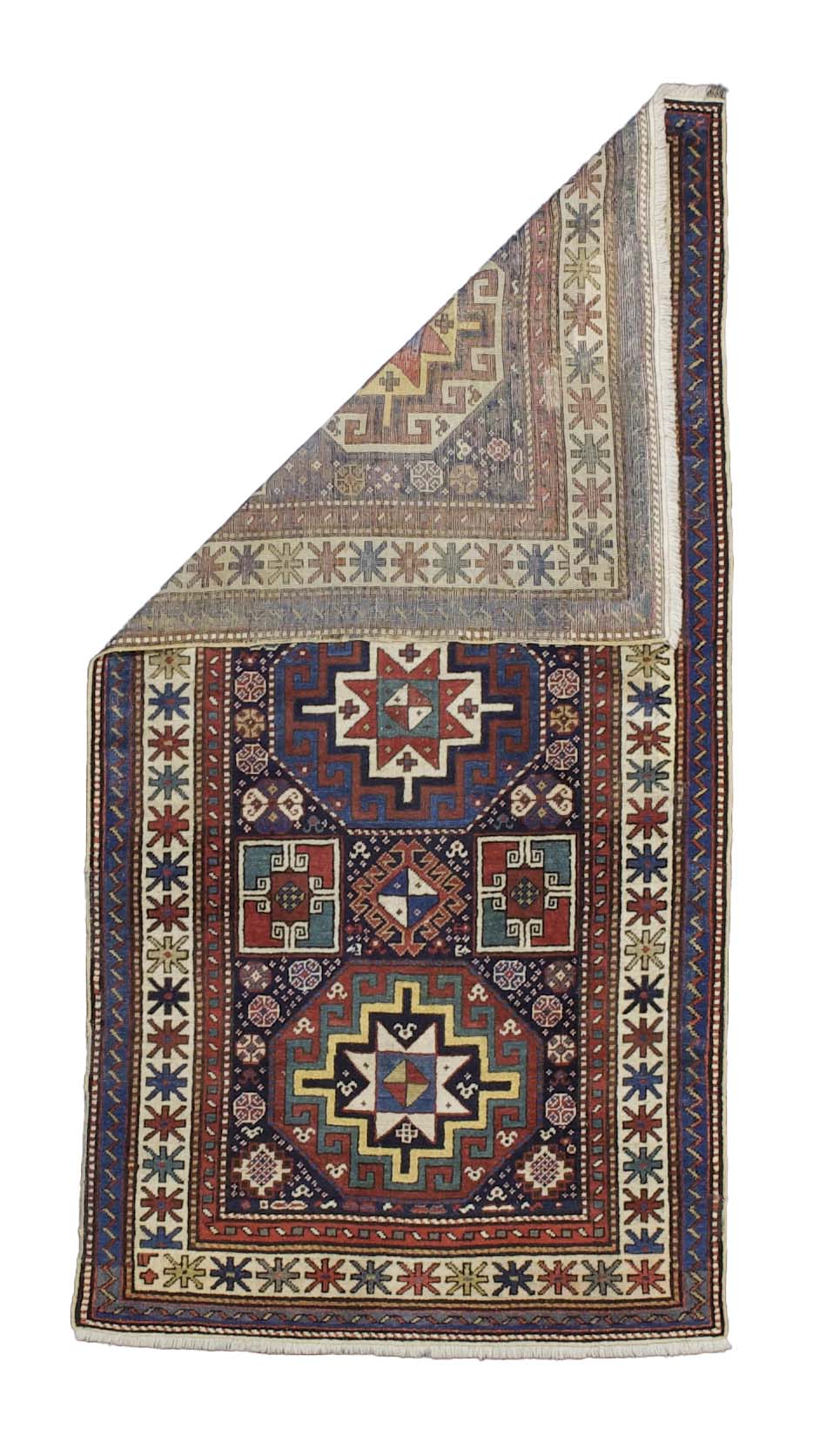 Antique Caucasian Kazak Rug 3' 3'' x 6' 5''