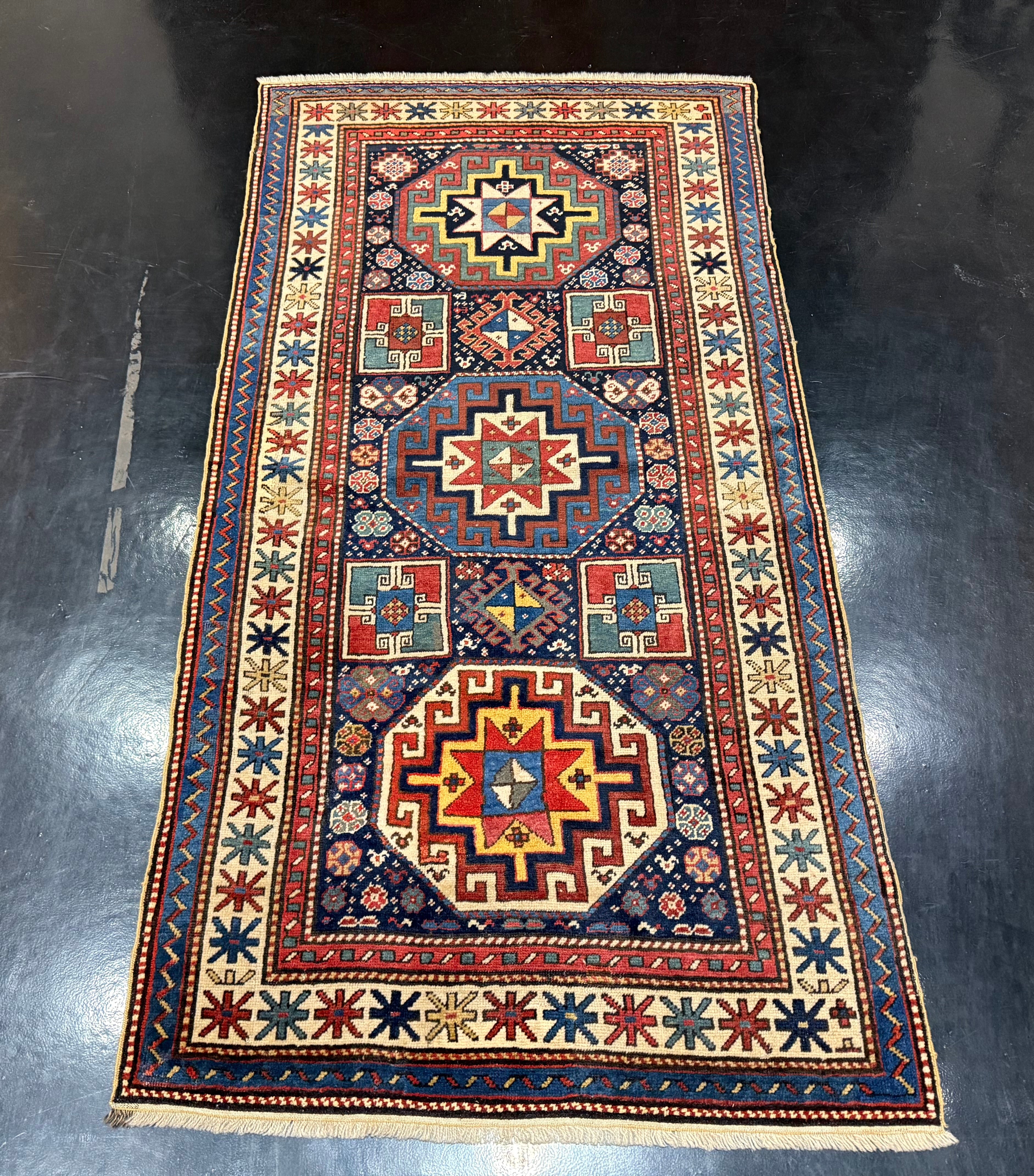 Antique Caucasian Kazak Rug 3' 3'' x 6' 5''