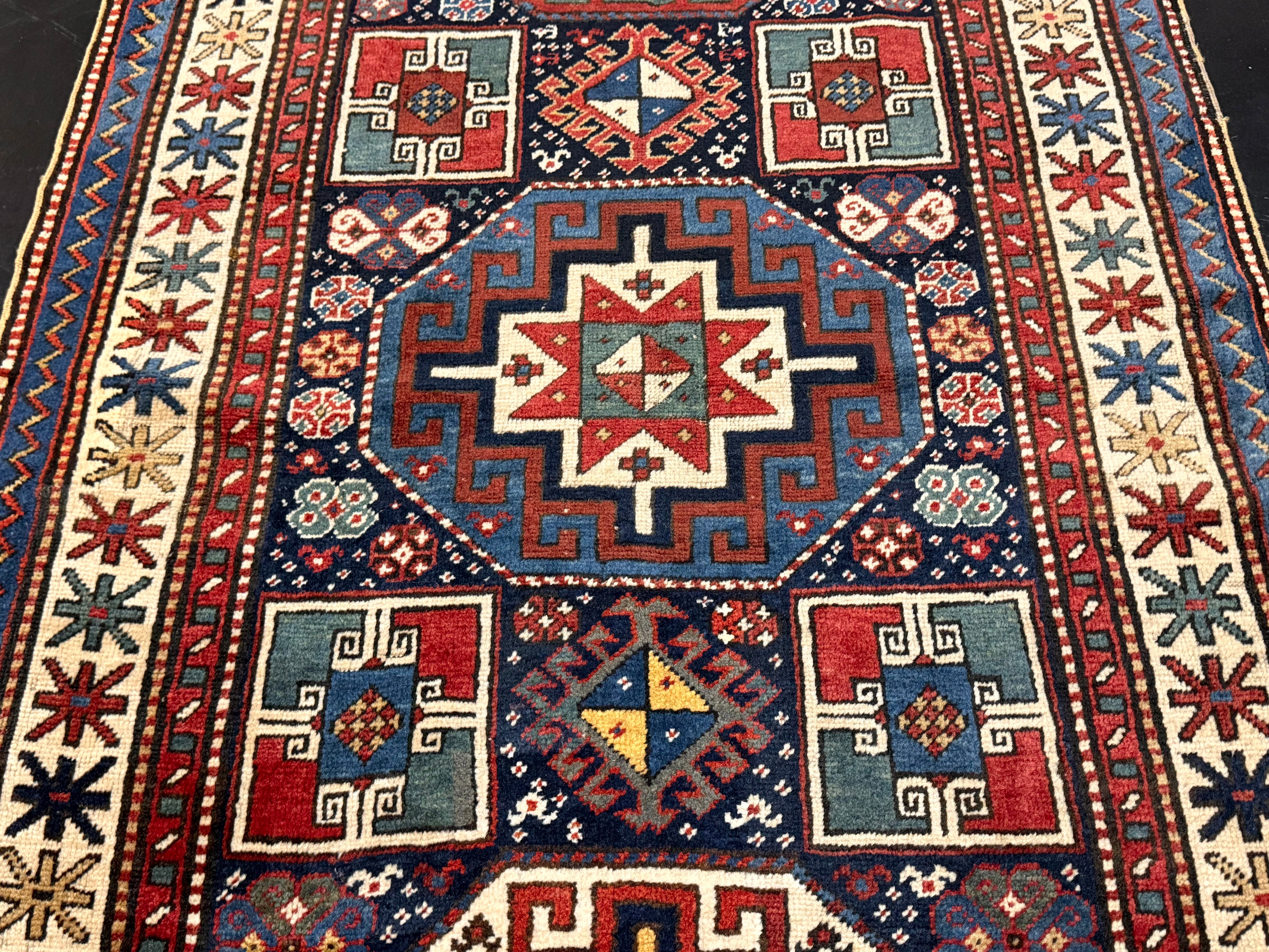 Antique Caucasian Kazak Rug 3' 3'' x 6' 5''