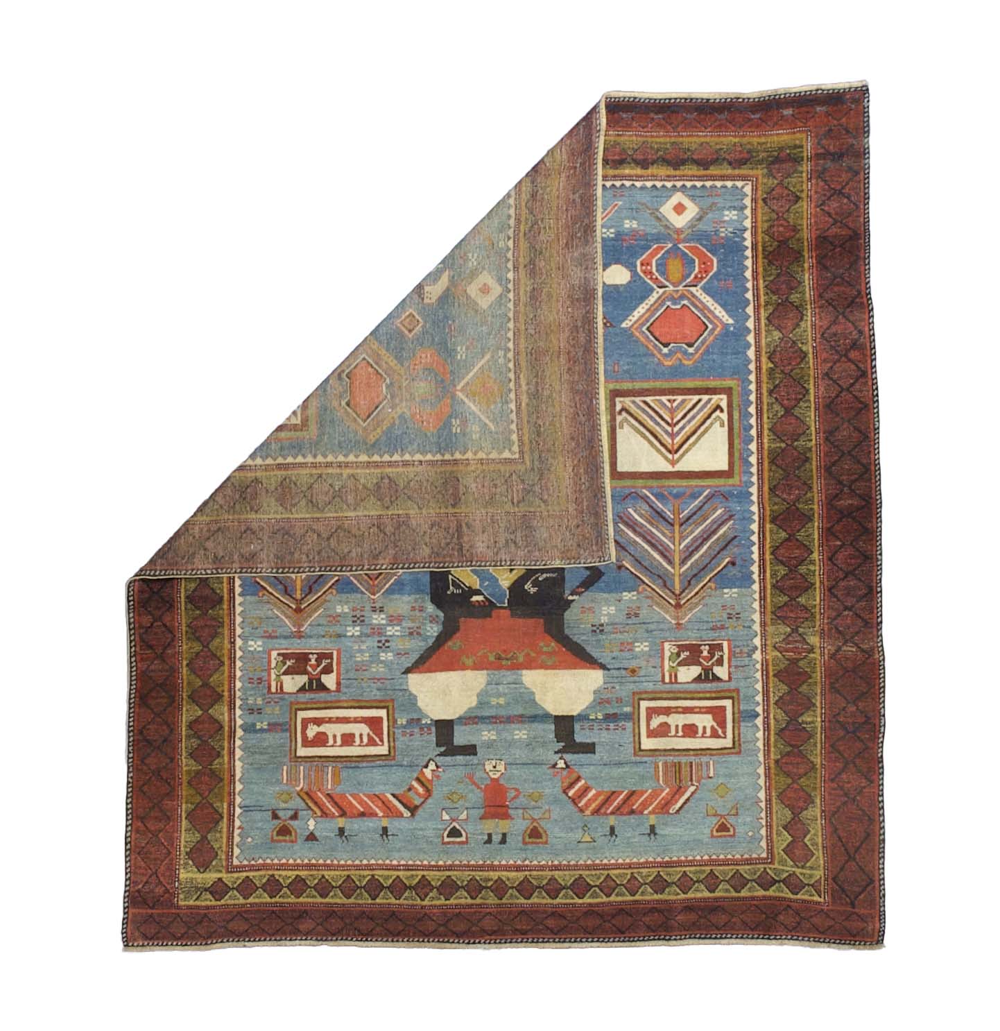 Extremely Fine and Rare Caucasian Kuba Pictorial Wool Rug 4'0" x 6' 0"
