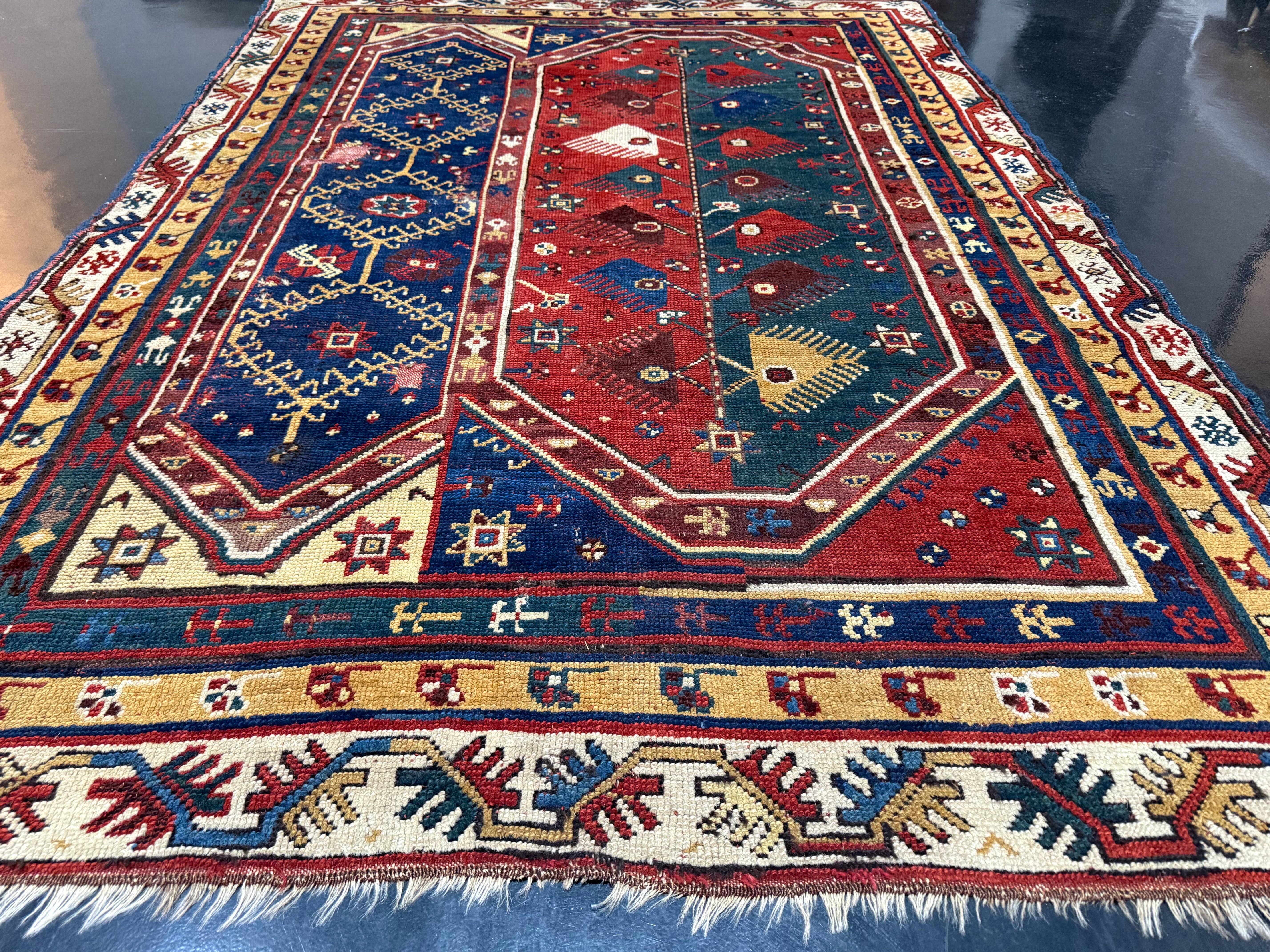 Fine Early Turkish Makri Wool Rug 4' 6" x 5' 0''