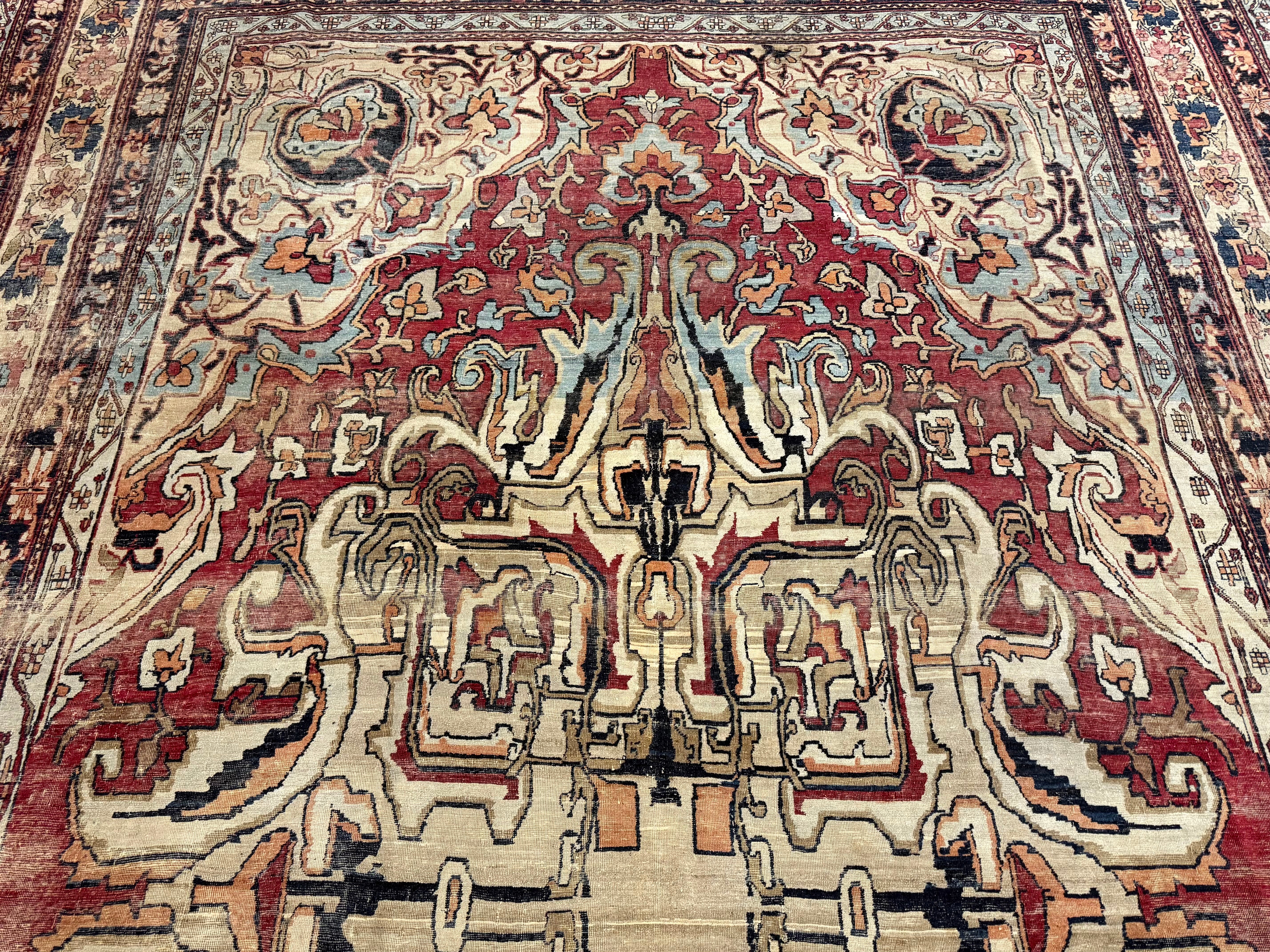 Antique Lavar Kerman Rug 7'9" x 12' 7"