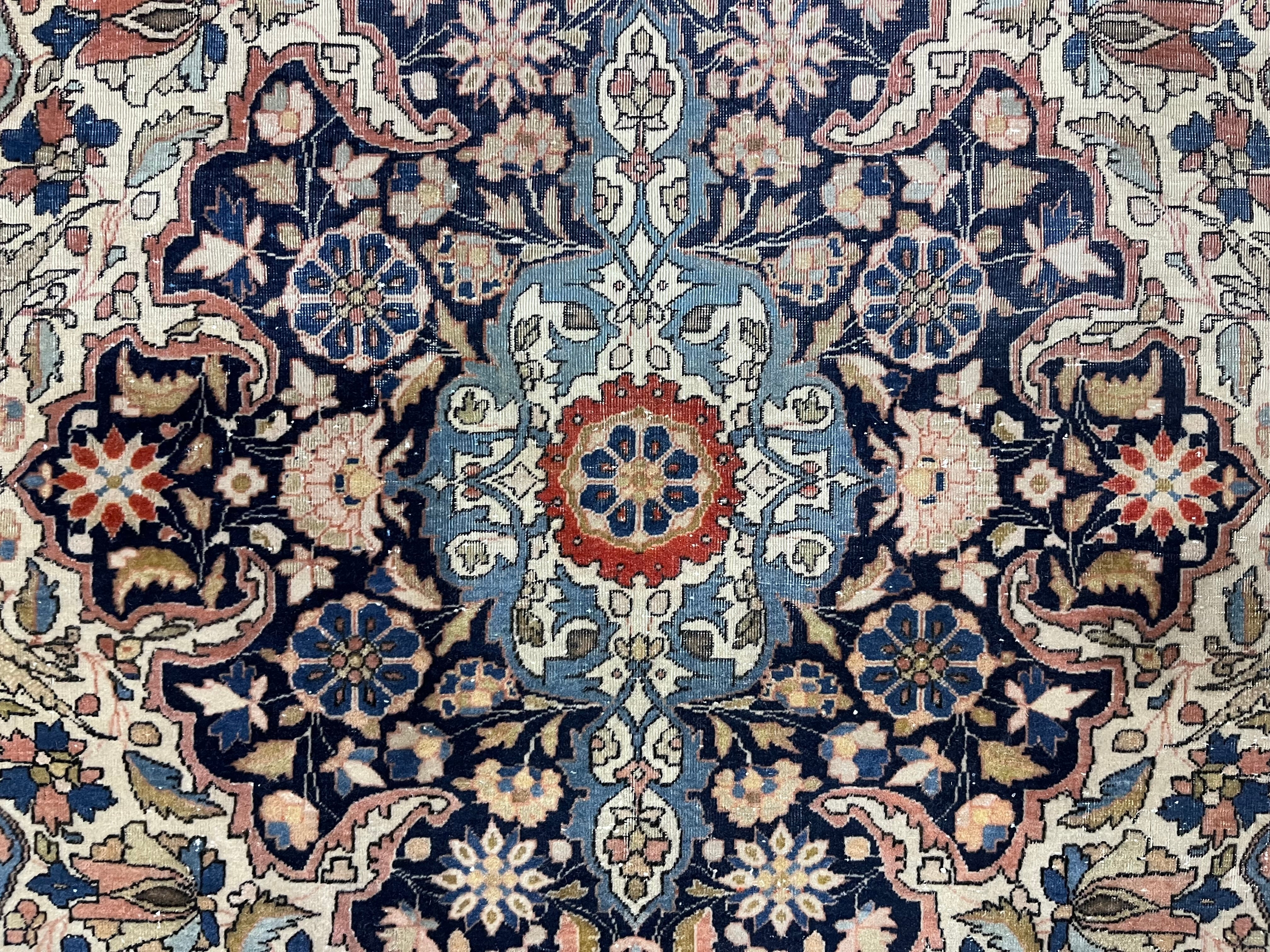 Fine Antique Persian Mohtasham Kashan Wool Rug 4' 3" x 6' 7"