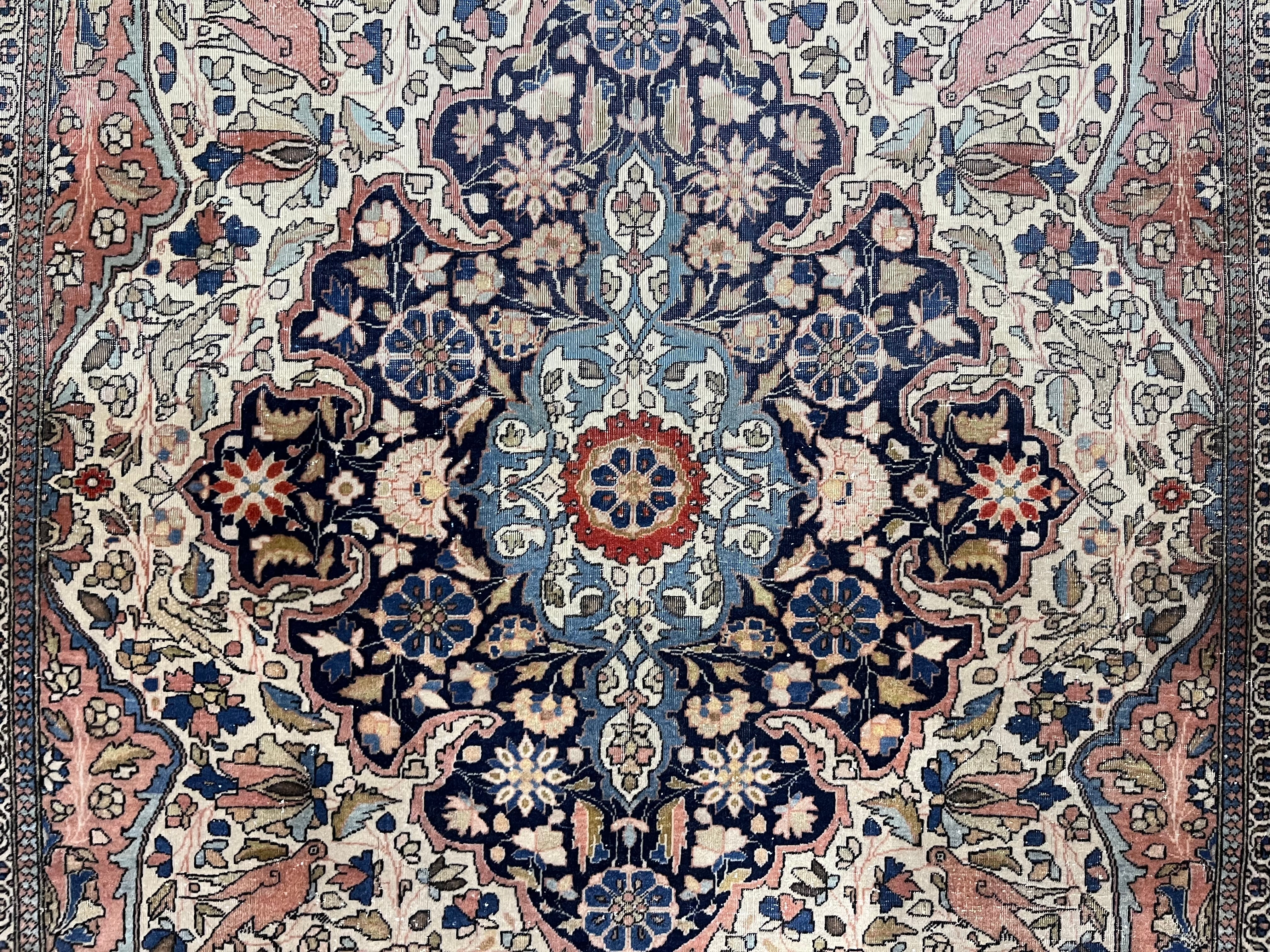 Fine Antique Persian Mohtasham Kashan Wool Rug 4' 3" x 6' 7"