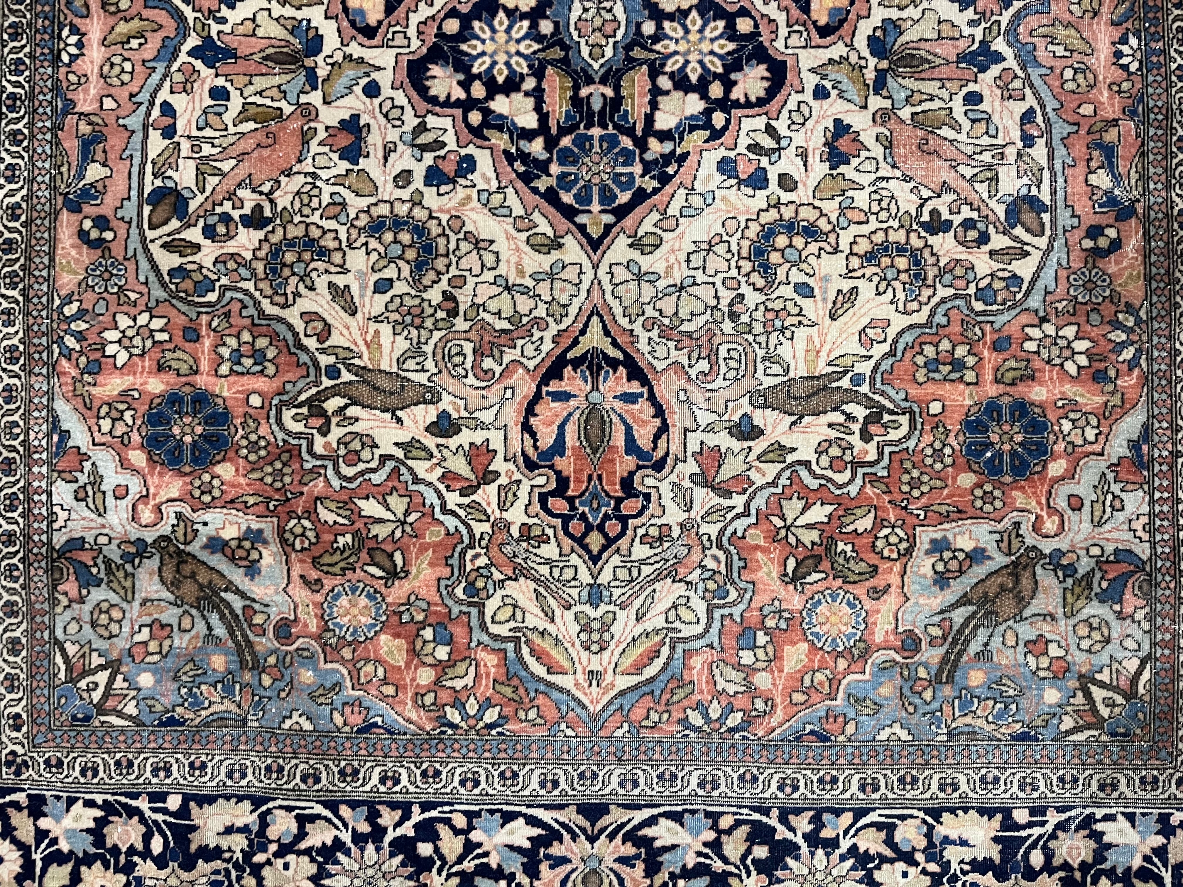 Fine Antique Persian Mohtasham Kashan Wool Rug 4' 3" x 6' 7"