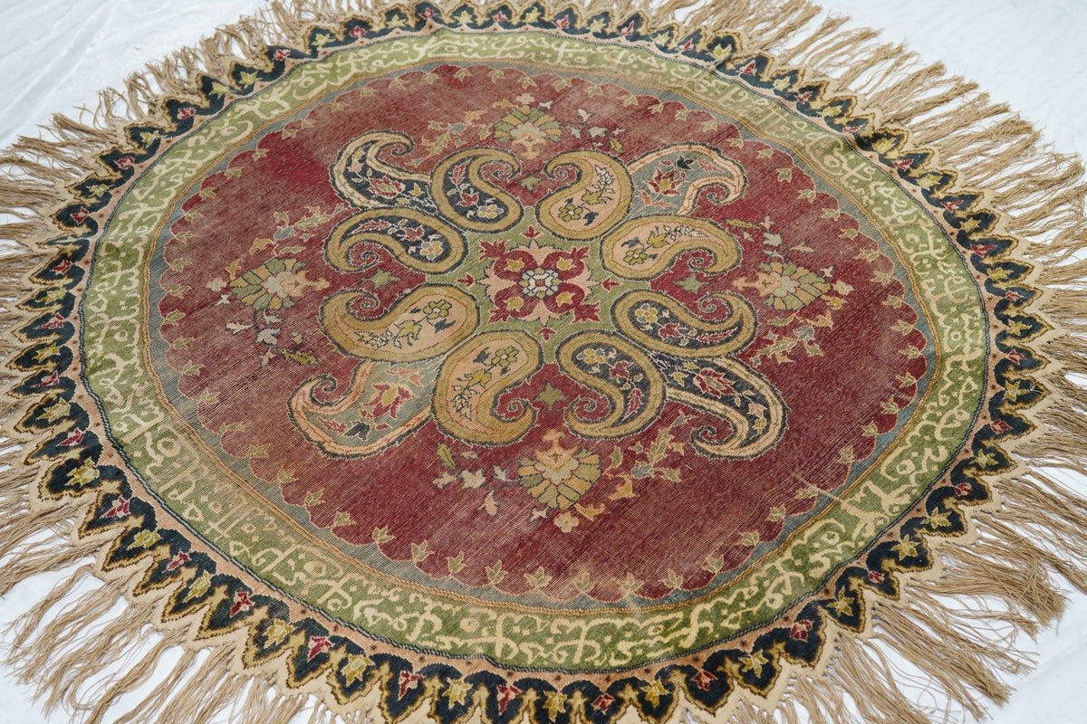 Antique Silk Turkish Rug 4'5'' x 4'6''
