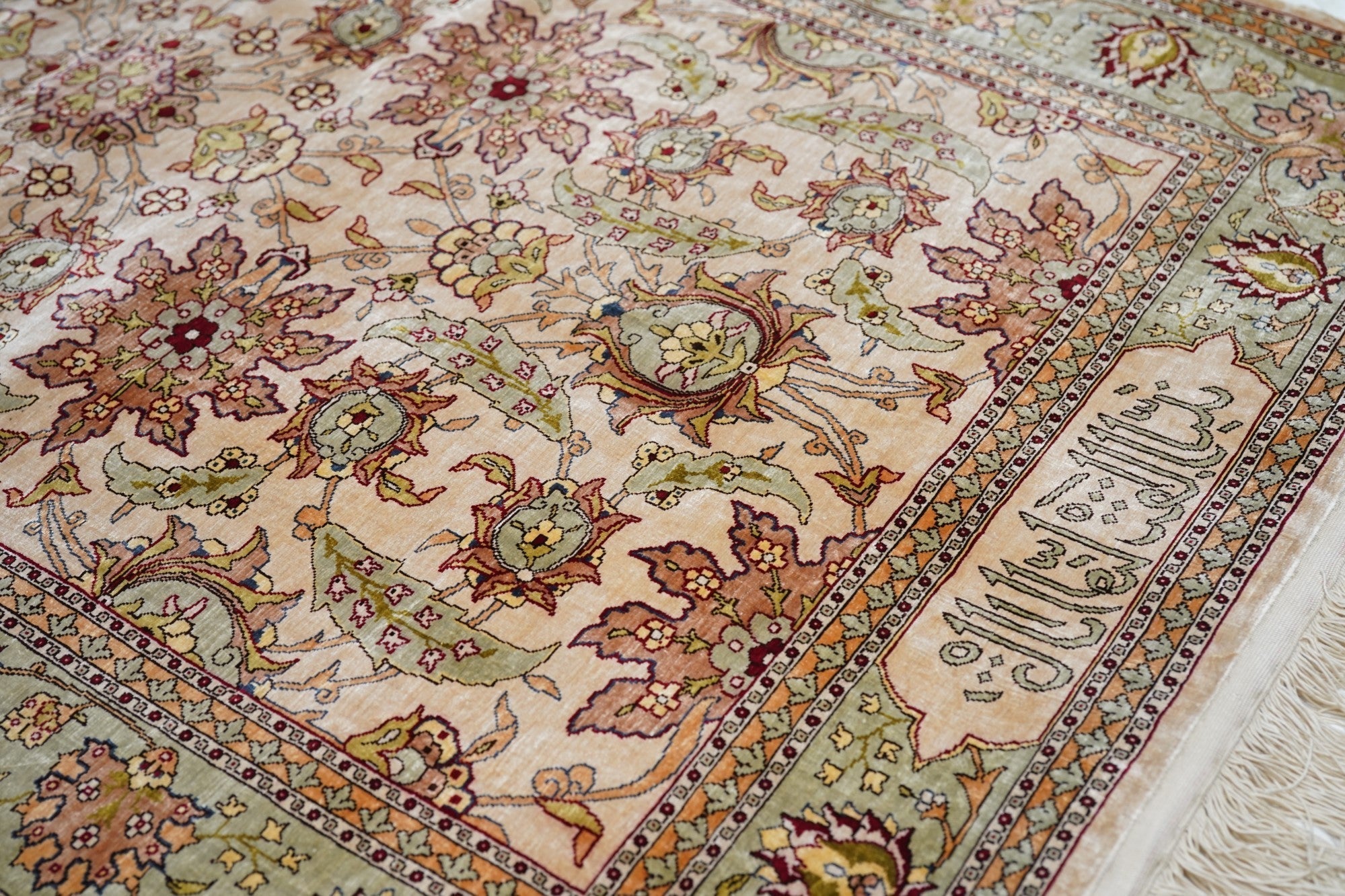 Extremely Fine Vintage Turkish Silk Hereke Rug 2'10'' x 4'7''