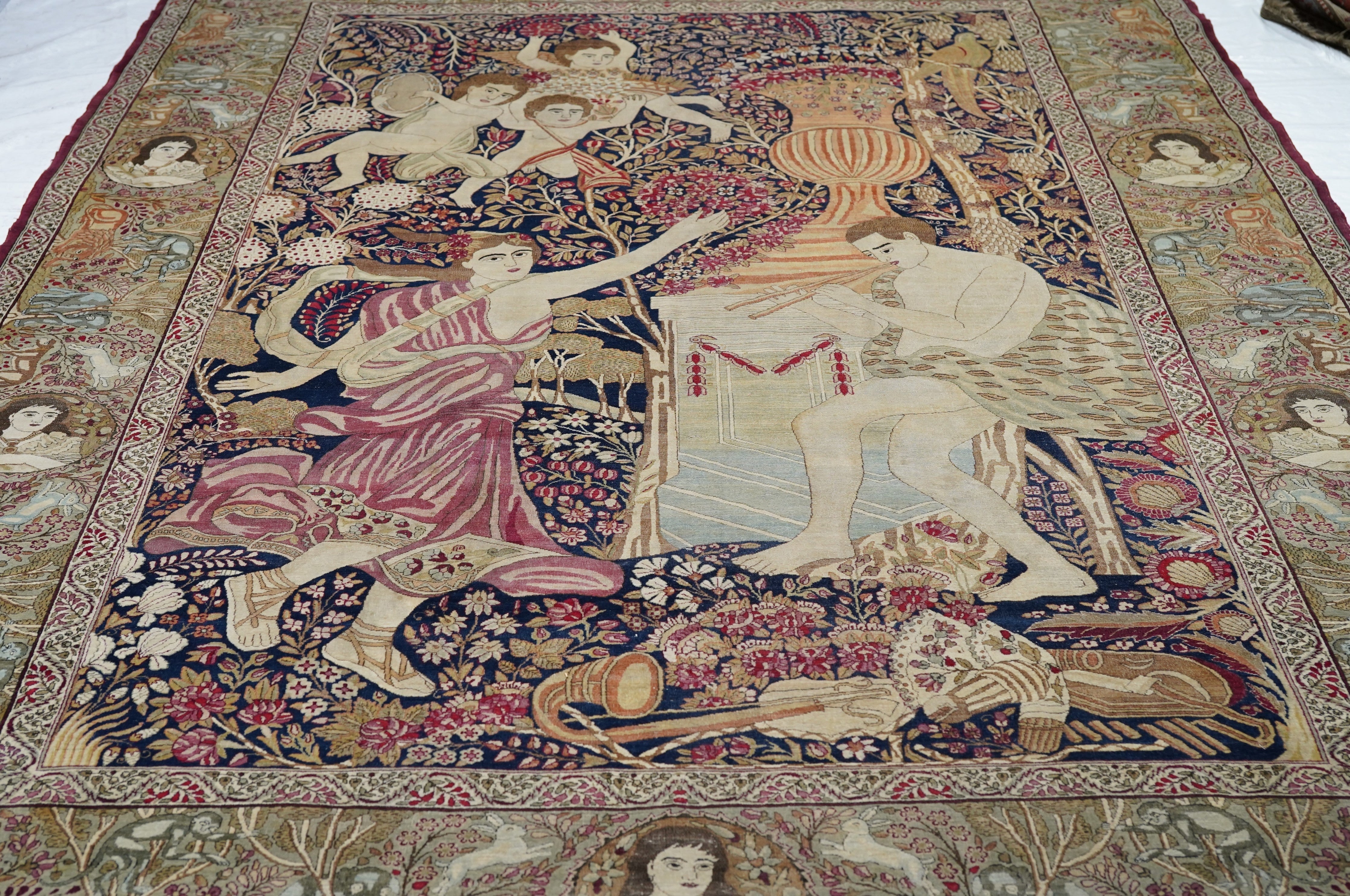 Antique Kerman Pictorial Rug 7'5'' x 10'4''