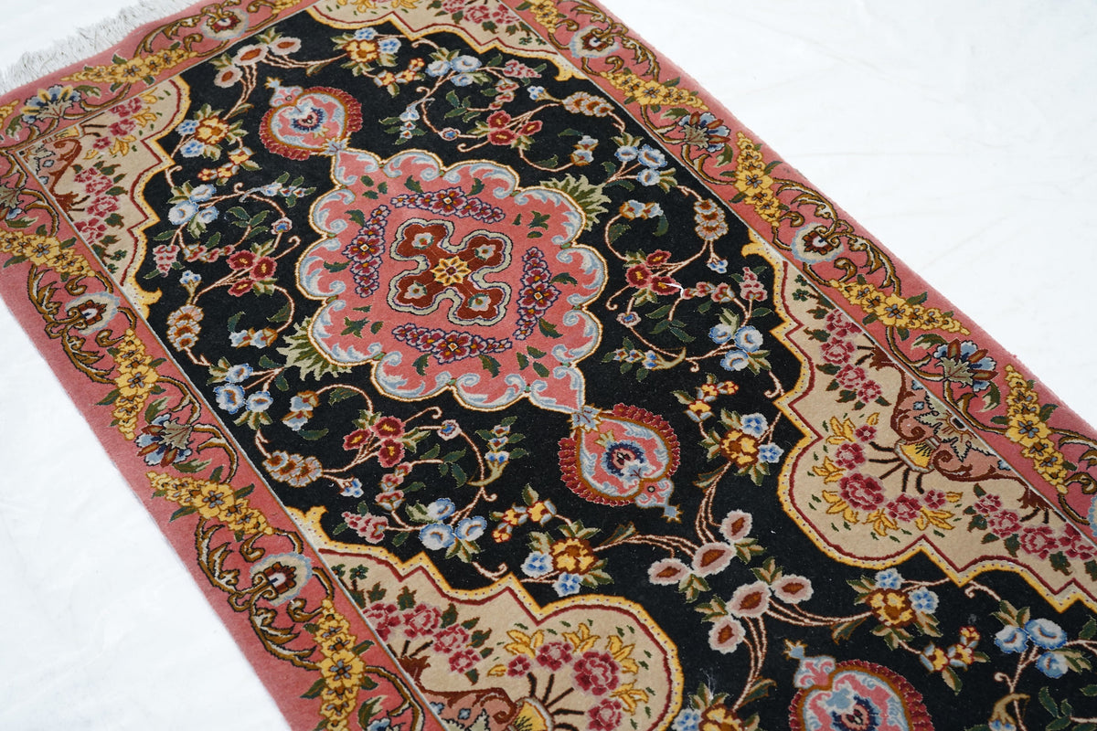 Extremely Fine Vintage Tabriz Wool & Silk Runner 2'7'' x 10'3''