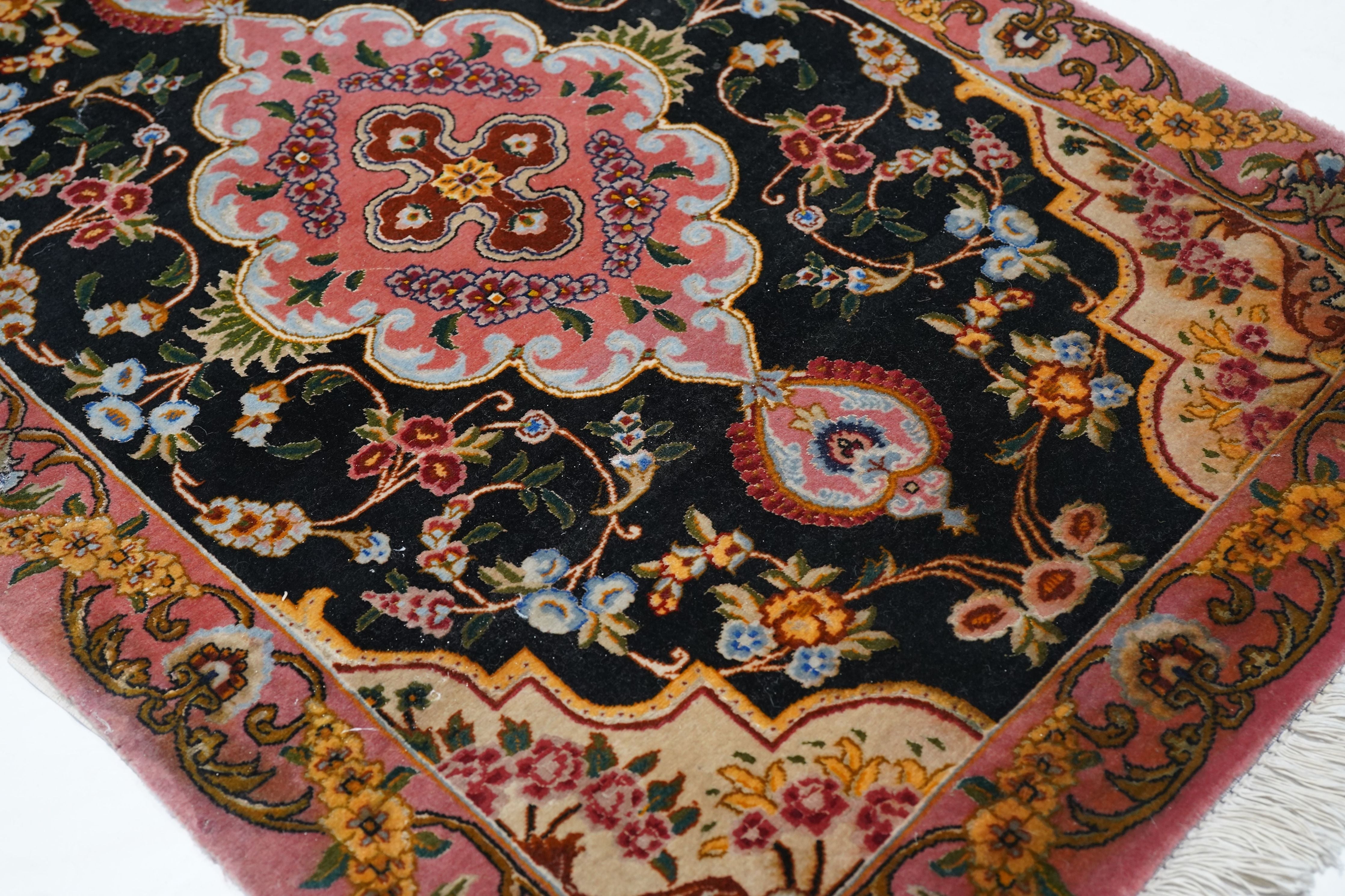 Extremely Fine Vintage Tabriz Wool & Silk Runner 2'7'' x 10'3''