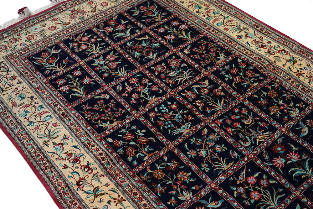 Extremely Fine Pure Silk Qum Rug 4'5'' x 6'11''