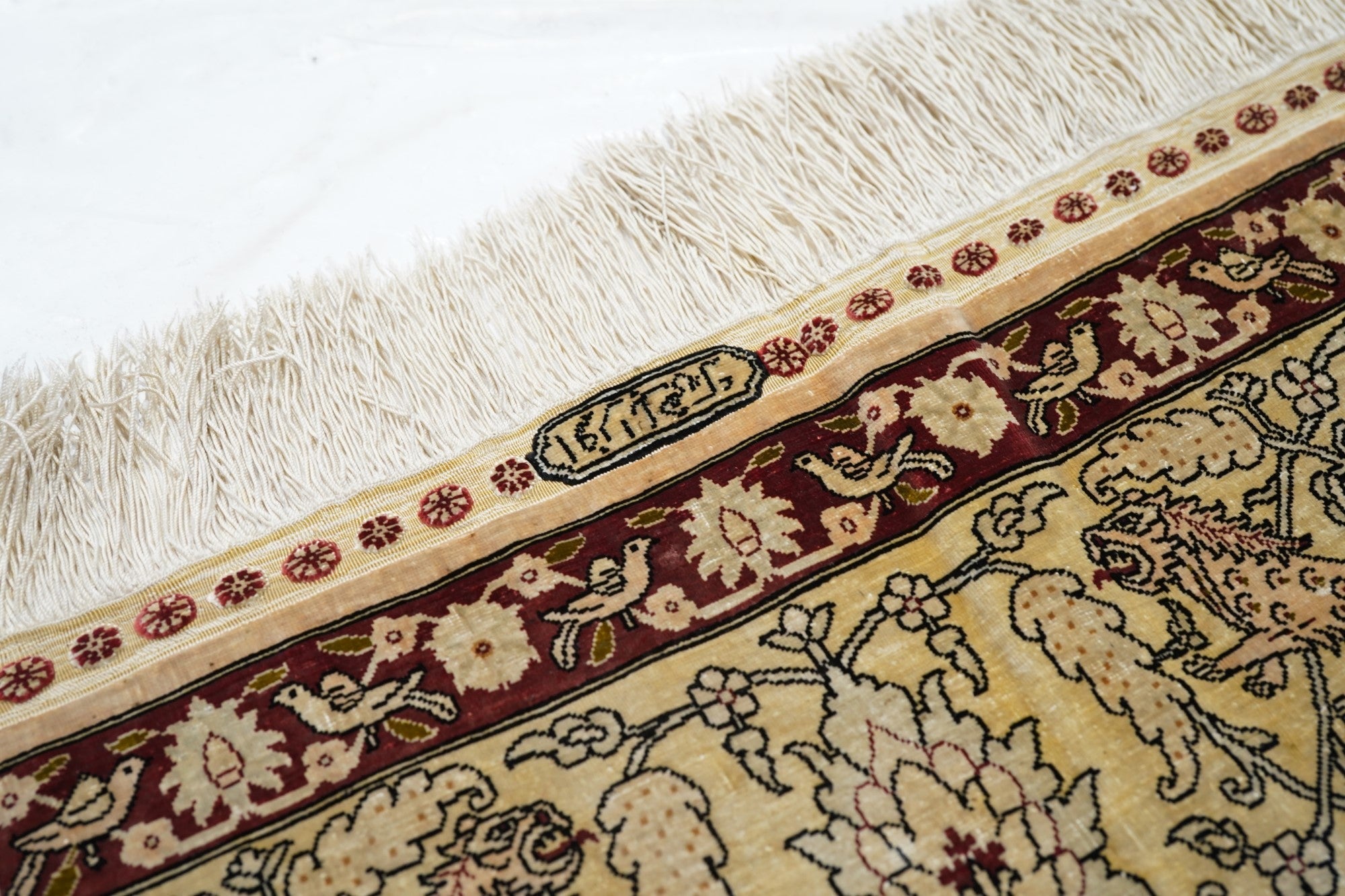 Extremely Fine Vintage Silk Turkish Herekeh Rug 3'8'' x 5'10''