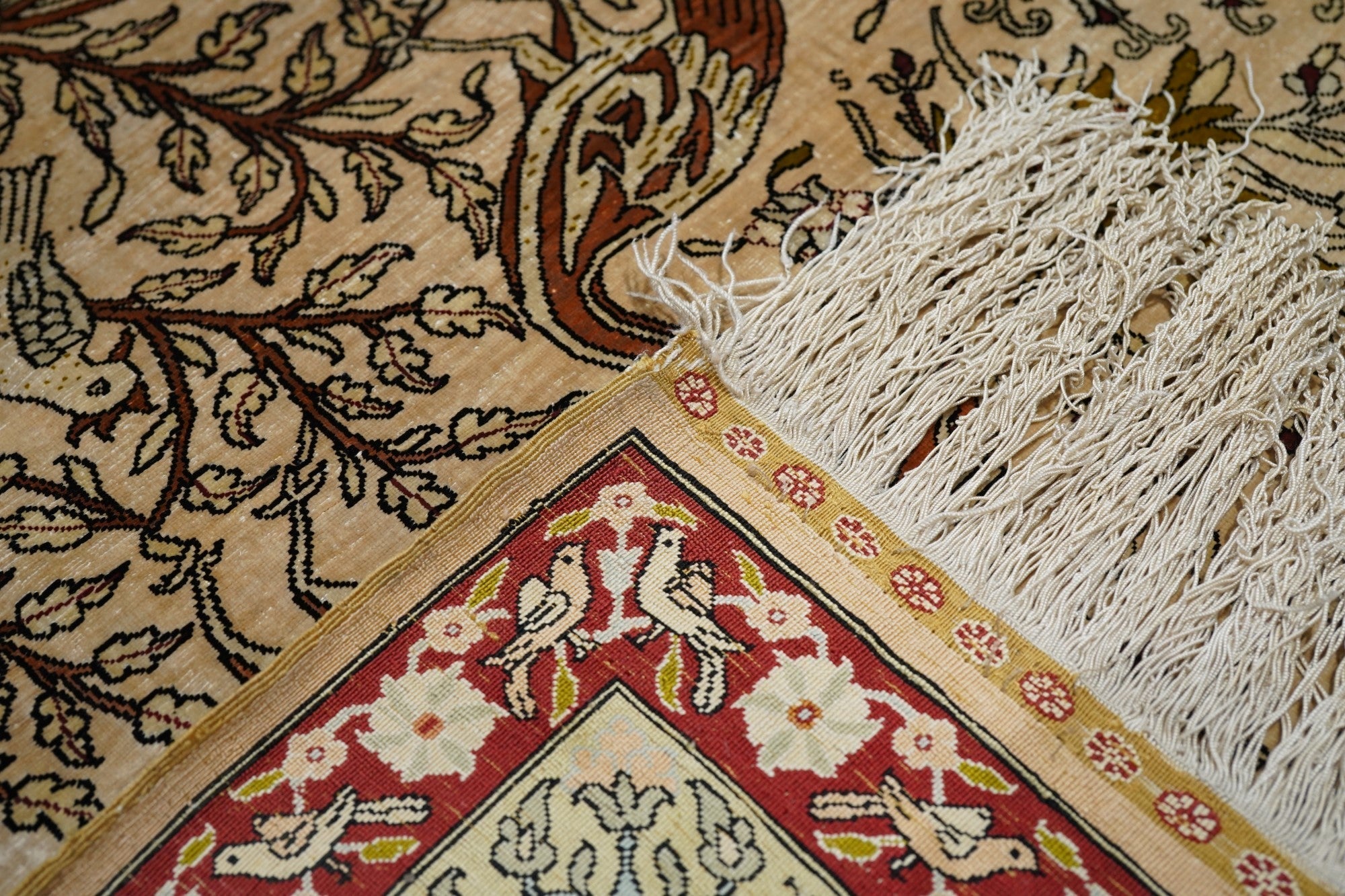 Extremely Fine Vintage Silk Turkish Herekeh Rug 3'8'' x 5'10''