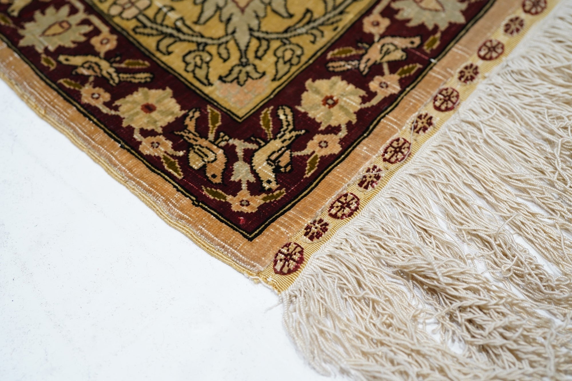 Extremely Fine Vintage Silk Turkish Herekeh Rug 3'8'' x 5'10''
