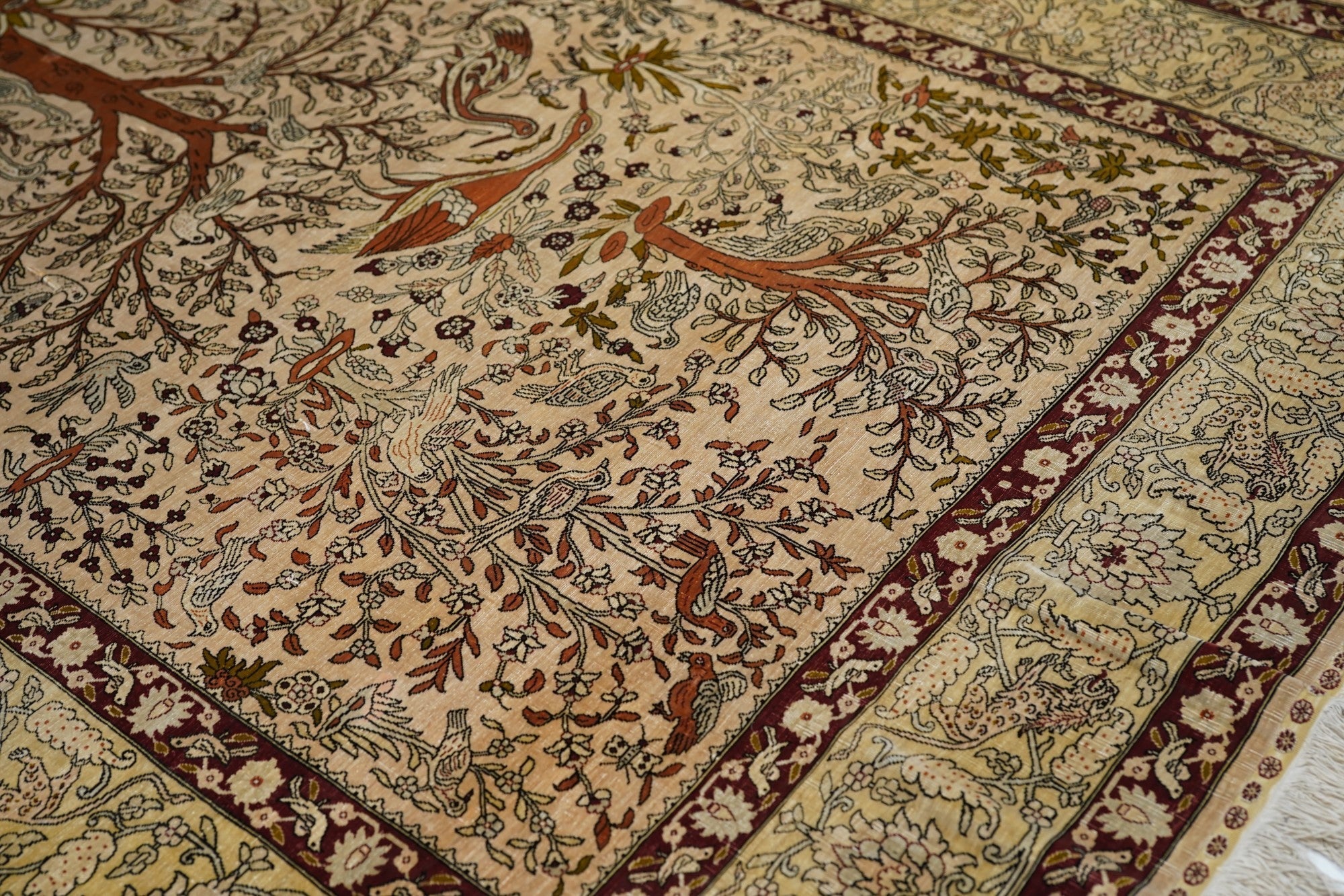 Extremely Fine Vintage Silk Turkish Herekeh Rug 3'8'' x 5'10''