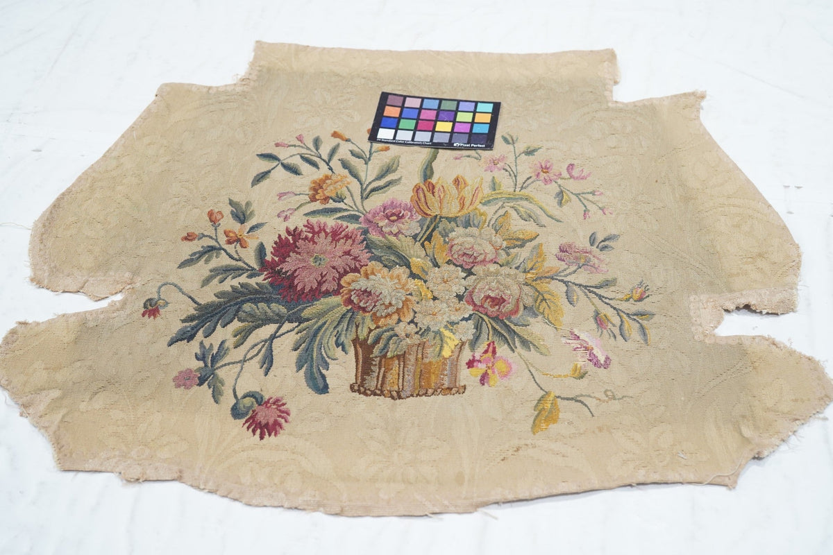 Antique Tapestry French seat cover, Circa 1890 one of pair 2'4'' x 2'8''