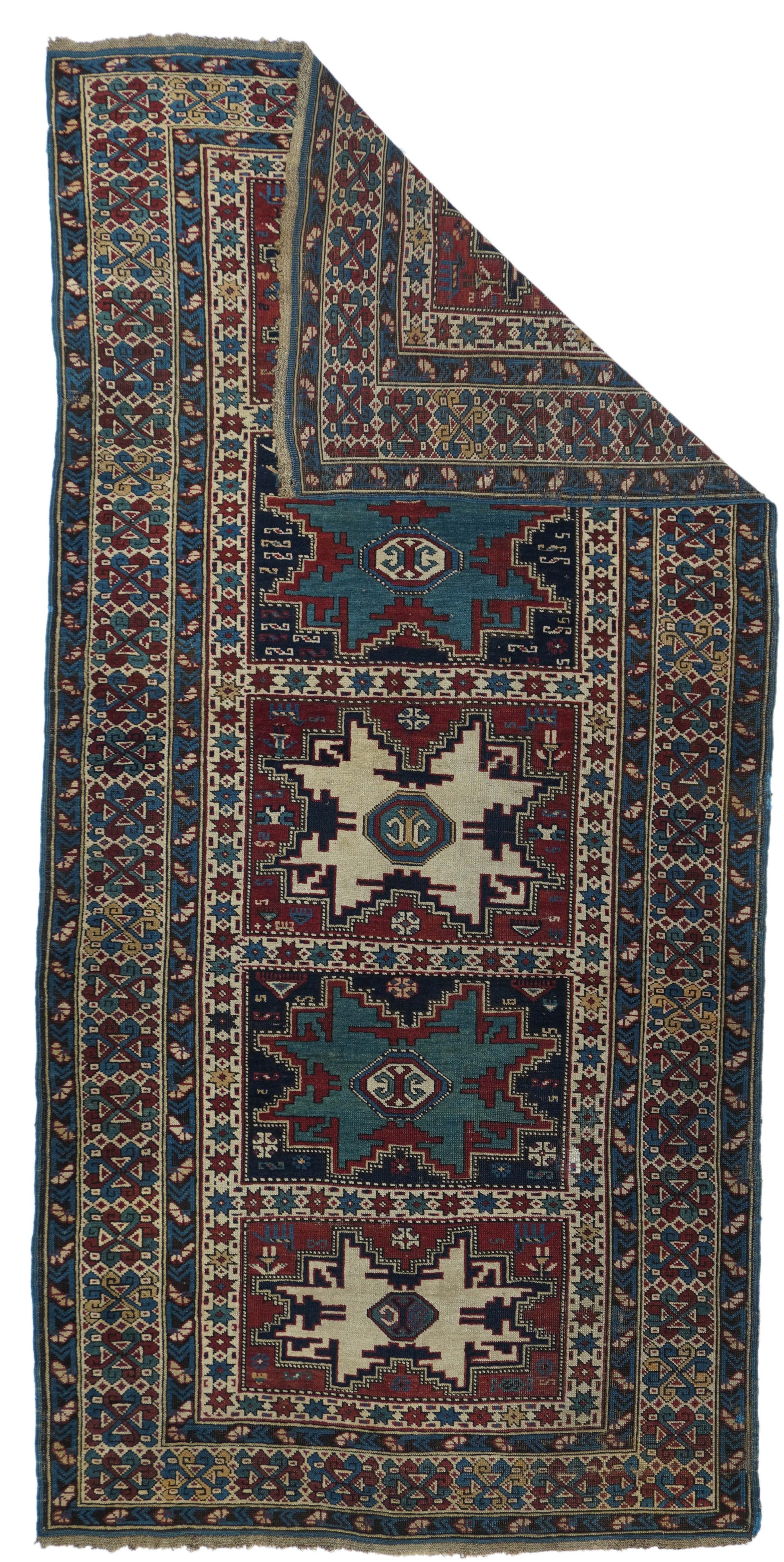 Antique Caucasian Shirvan Rug 3'8'' x 8'3''