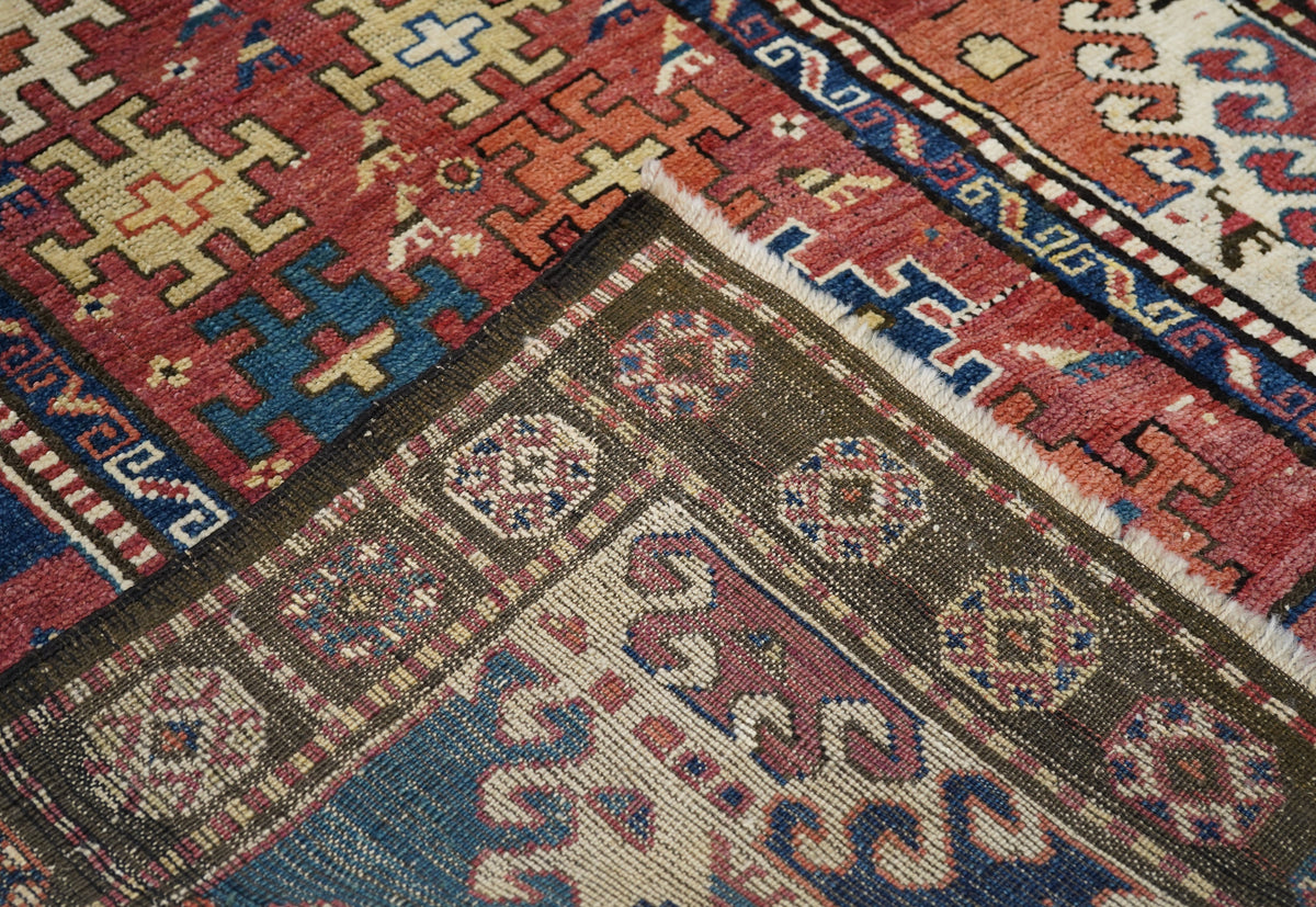 Antique Caucasian Kazak Borcholo Rug 4'7'' x 8'0''