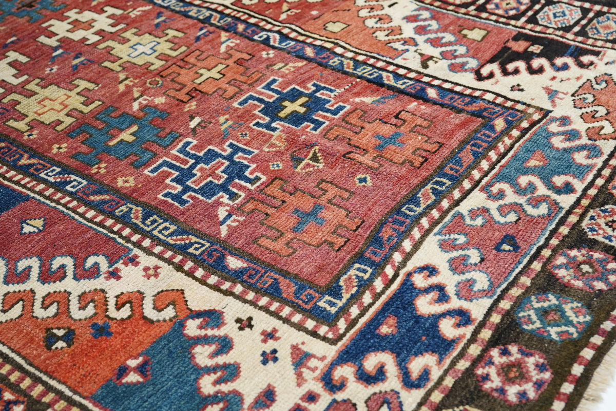 Antique Caucasian Kazak Borcholo Rug 4'7'' x 8'0''