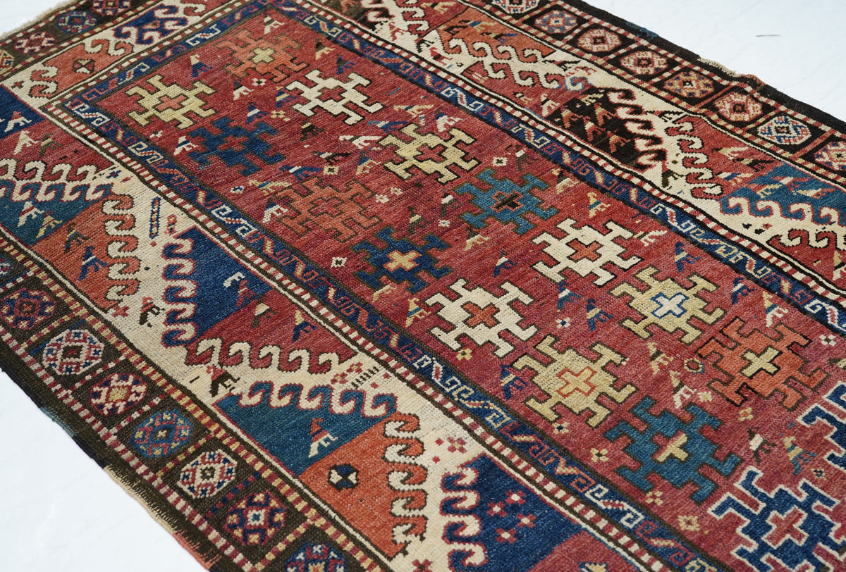 Antique Caucasian Kazak Borcholo Rug 4'7'' x 8'0''