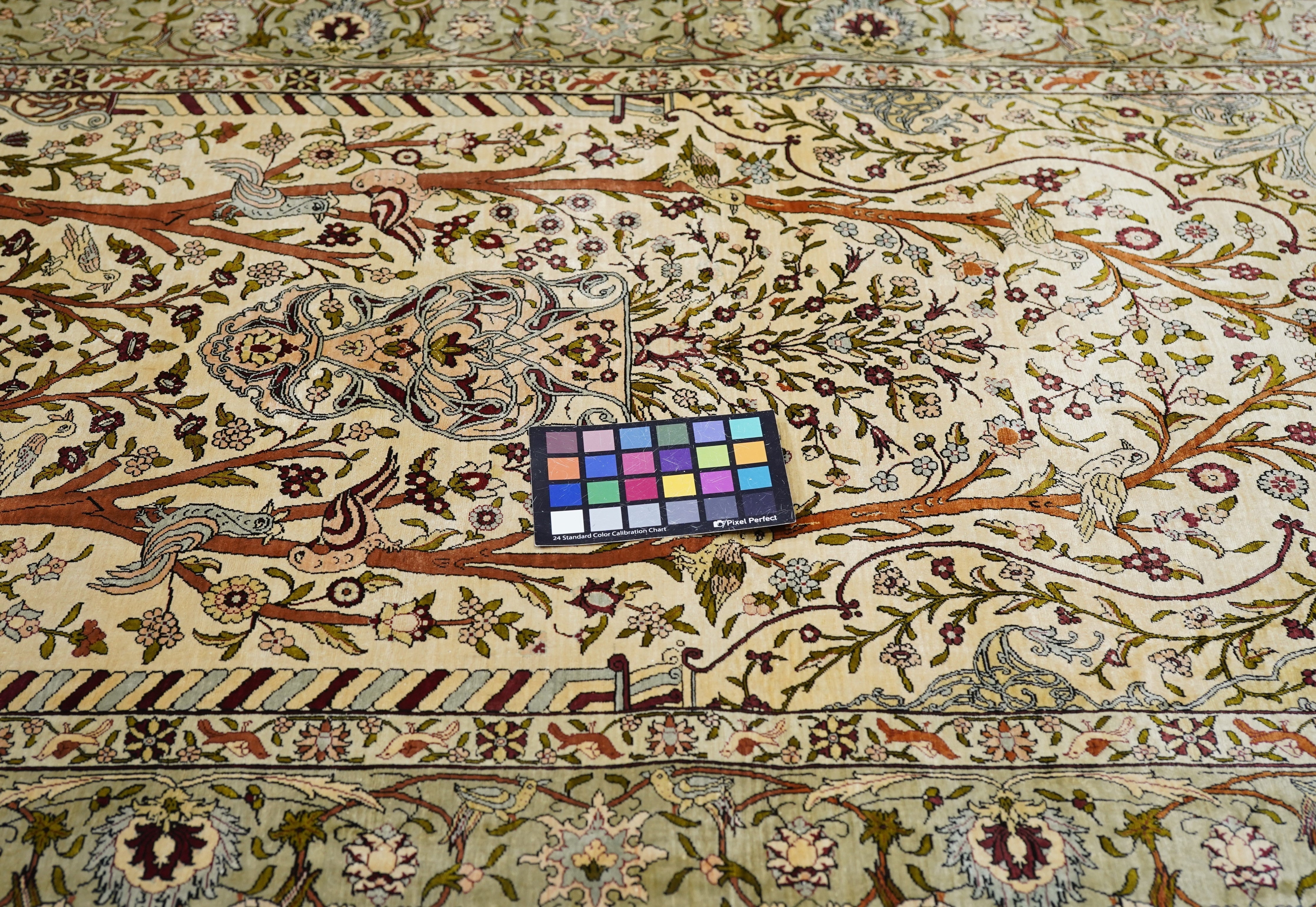 Extremely Fine Vintage Silk Turkish Hereke Rug 3'4'' x 5'0''