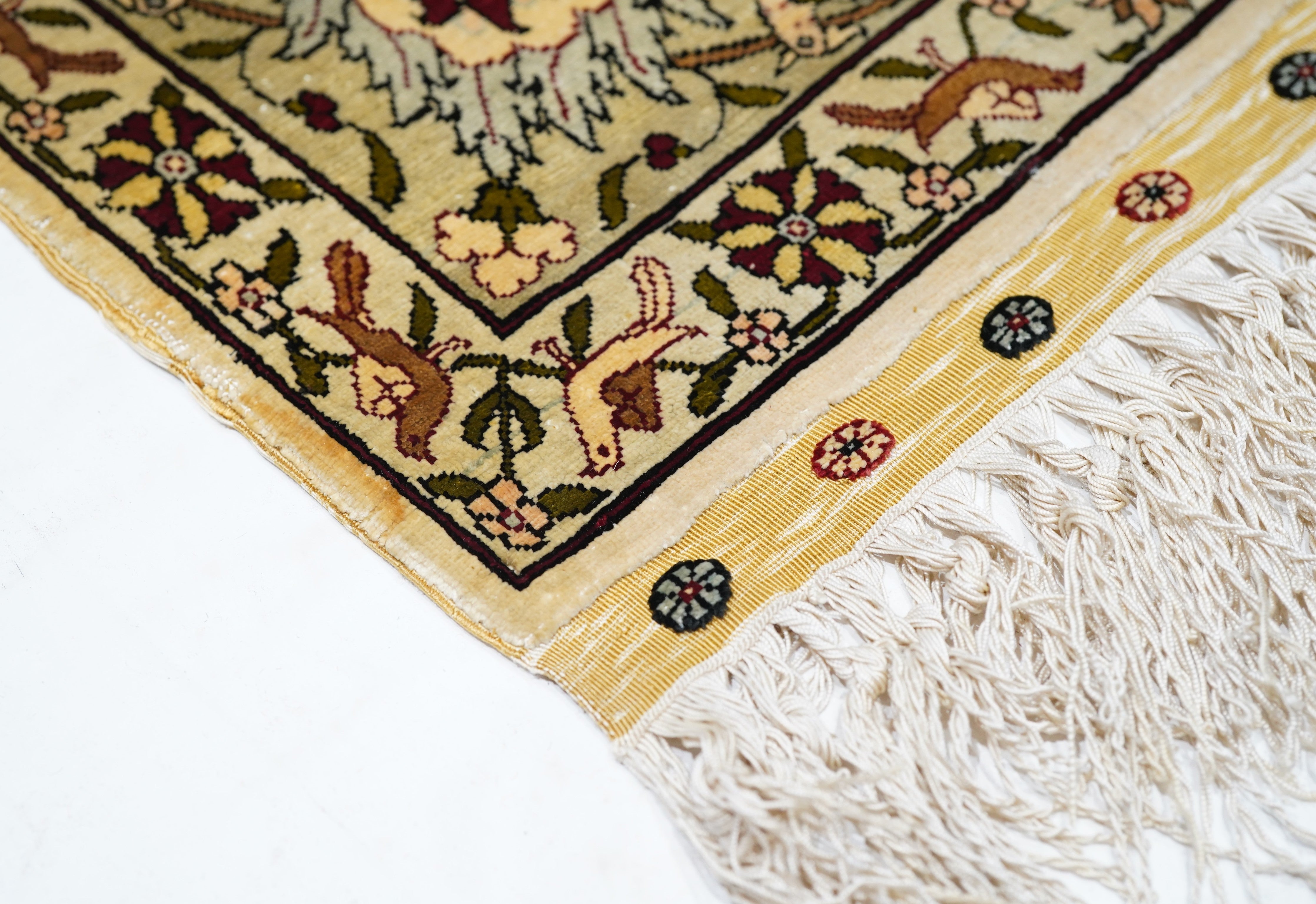 Extremely Fine Vintage Silk Turkish Hereke Rug 3'4'' x 5'0''