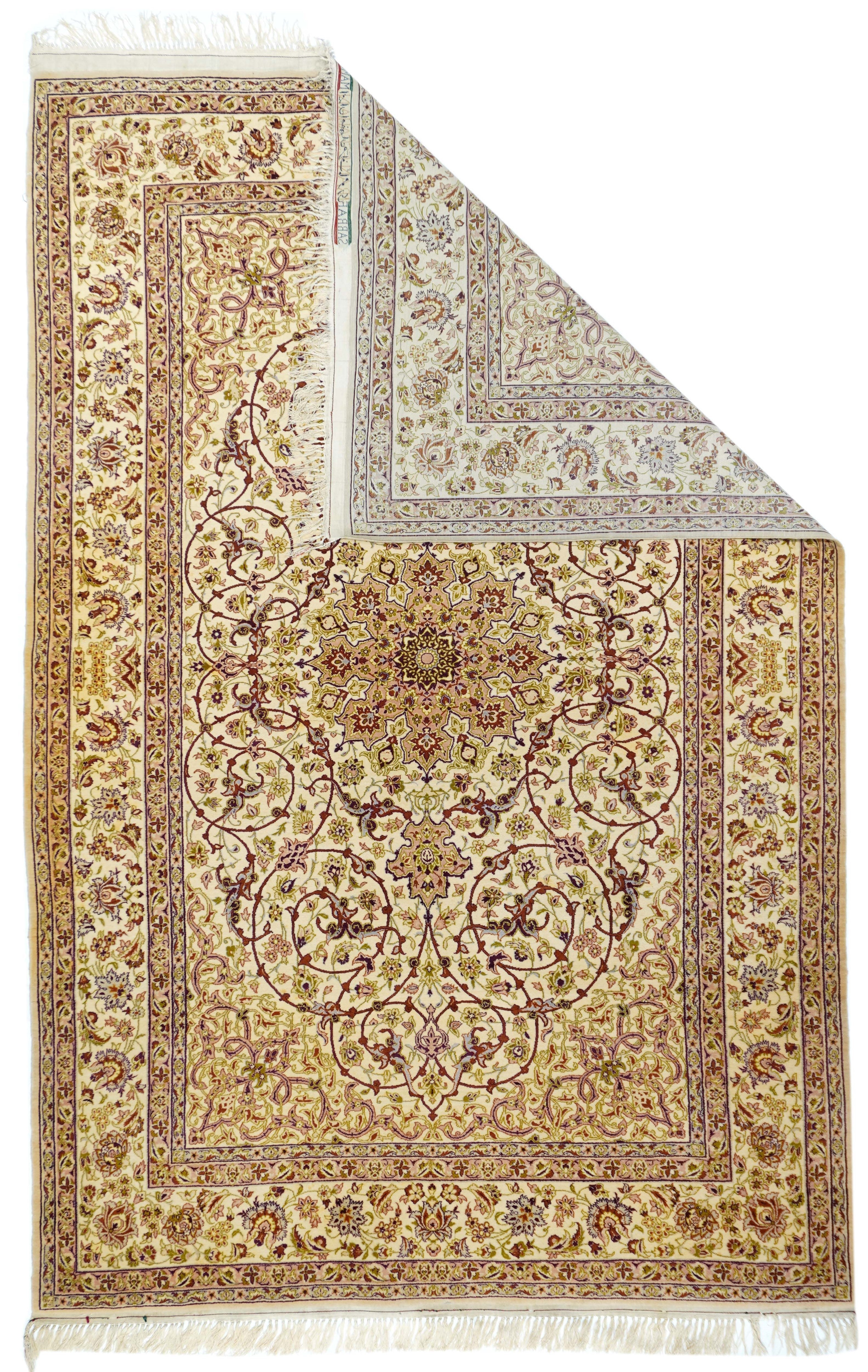 Extremely Fine Isfahan Wool and Silk. Signed Saraf Mamoury Rug 4'10'' x 7'9''