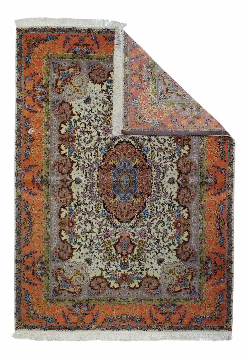 Extremely Fine Tabriz 70 Raj. Wool and Silk with a Silk foundation Rug 5'3'' x 7'7''