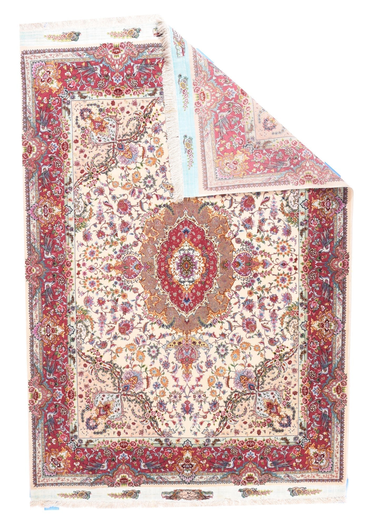 Extremely Fine Tabriz 70 Raj. Wool and Silk with a Silk foundation Rug 5'1'' x 7'3''