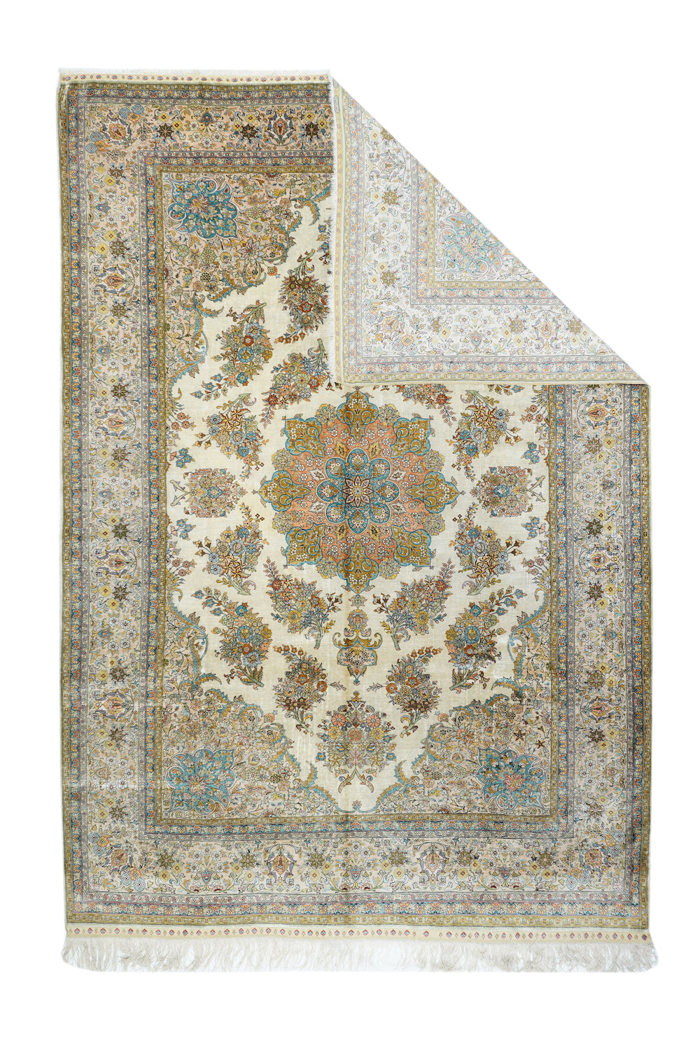Extremely Fine Antique Silk Hereke Rug 6'6'' x 9'6''