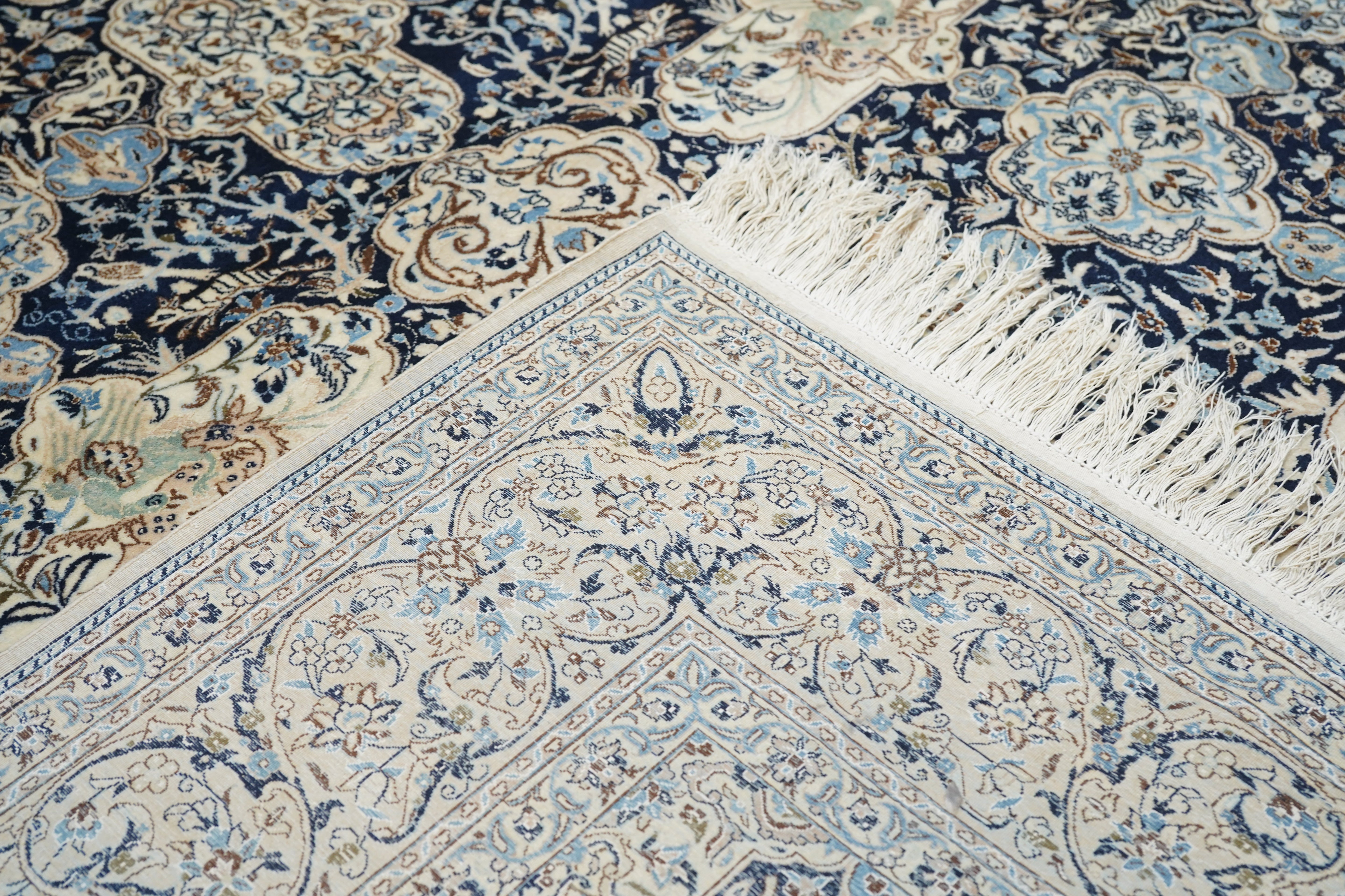 Extremely Fine Nain Signed Habibian Wool and Silk Rug 6' 0" x 9' 0"