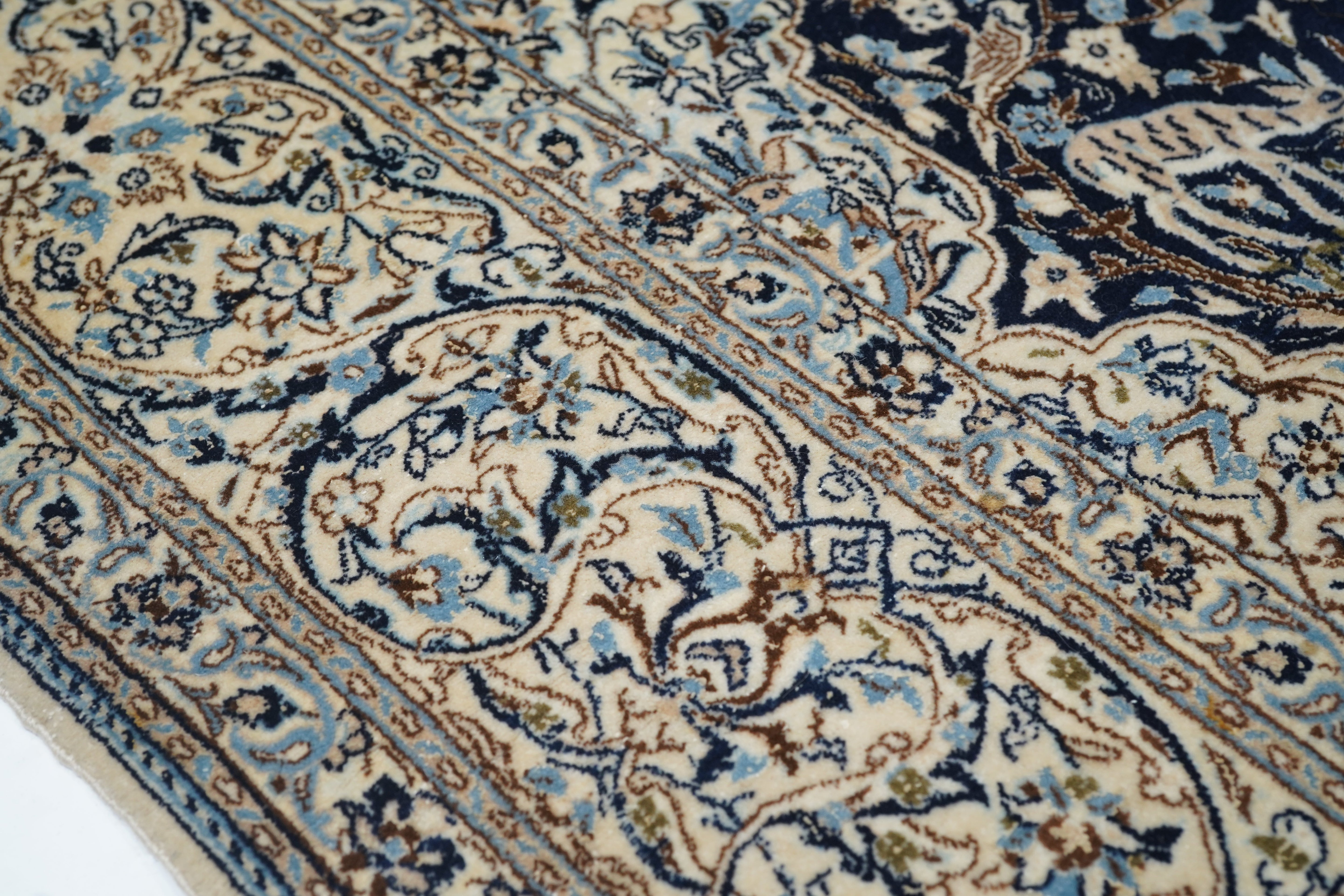 Extremely Fine Nain Signed Habibian Wool and Silk Rug 6' 0" x 9' 0"