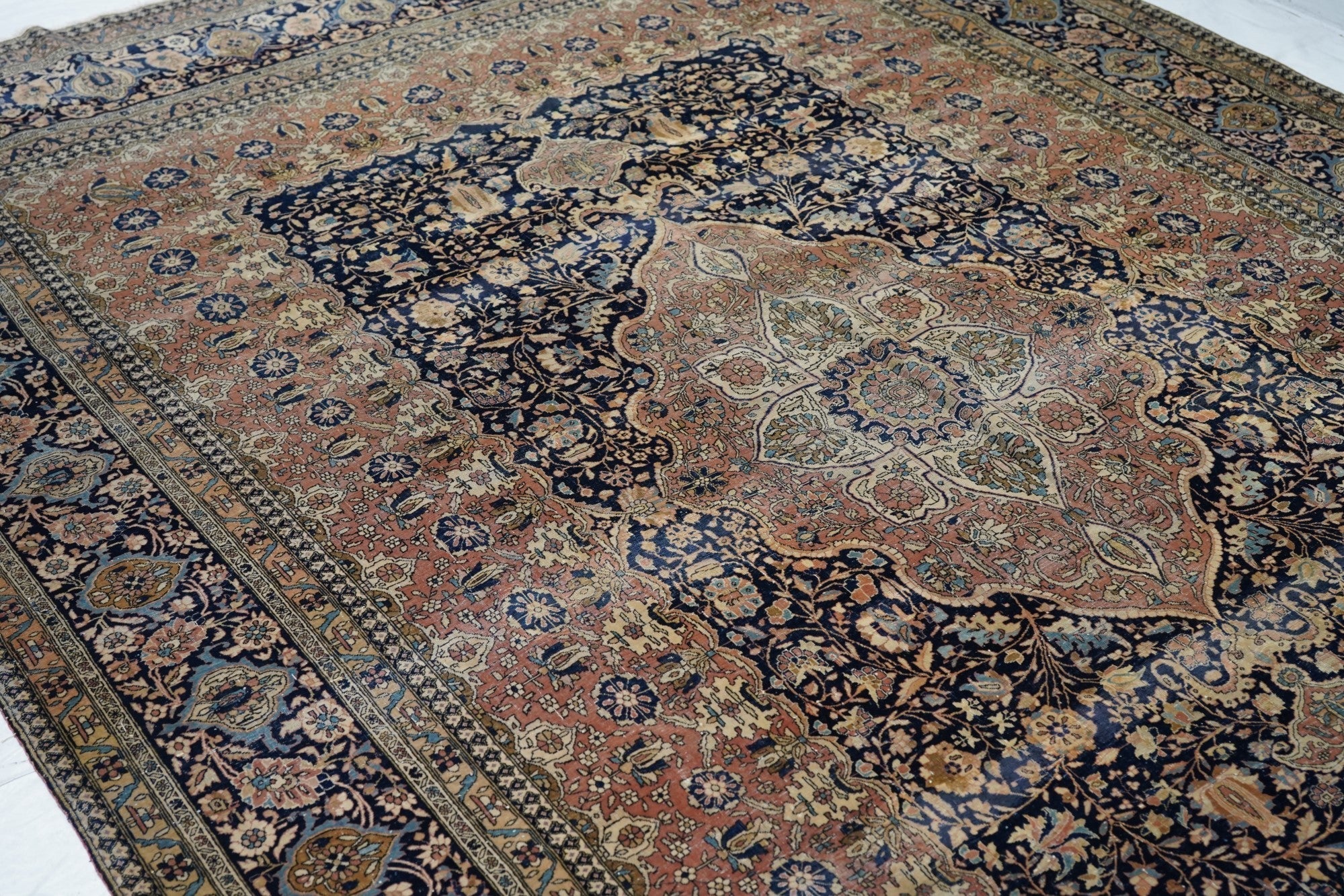 Antique Mohtasham Kashan Rug 7'8'' x 10'4''