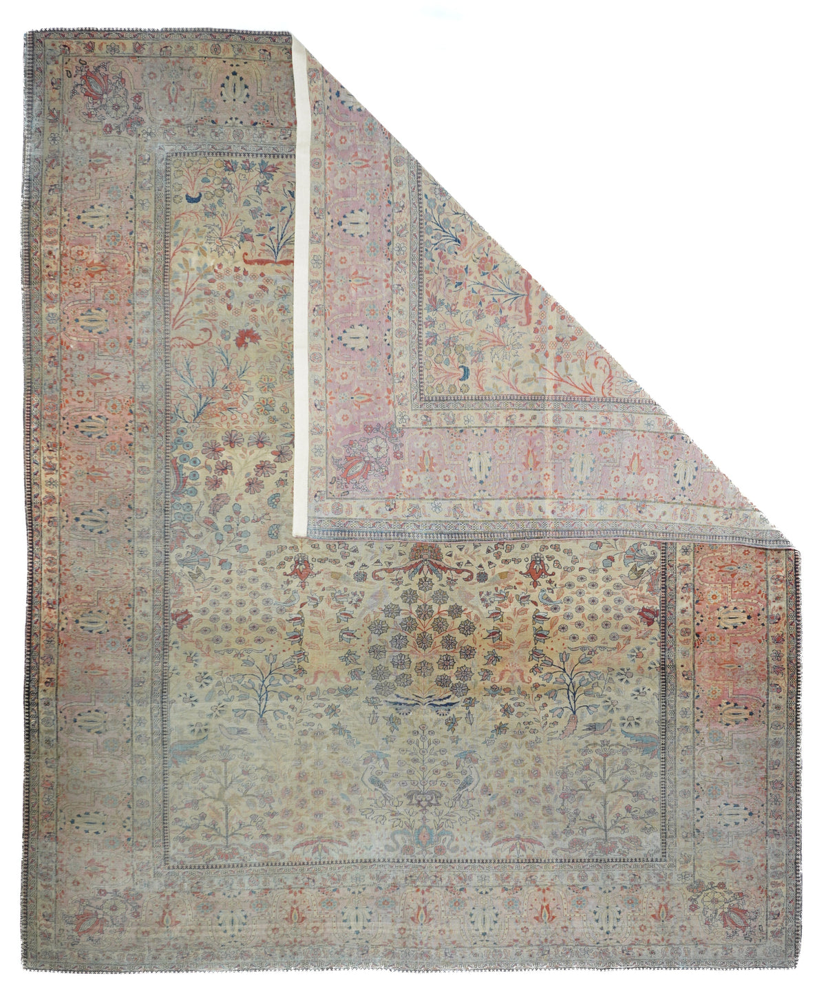Antique Mohtasham Kashan Rug 7'8'' x 9'2''