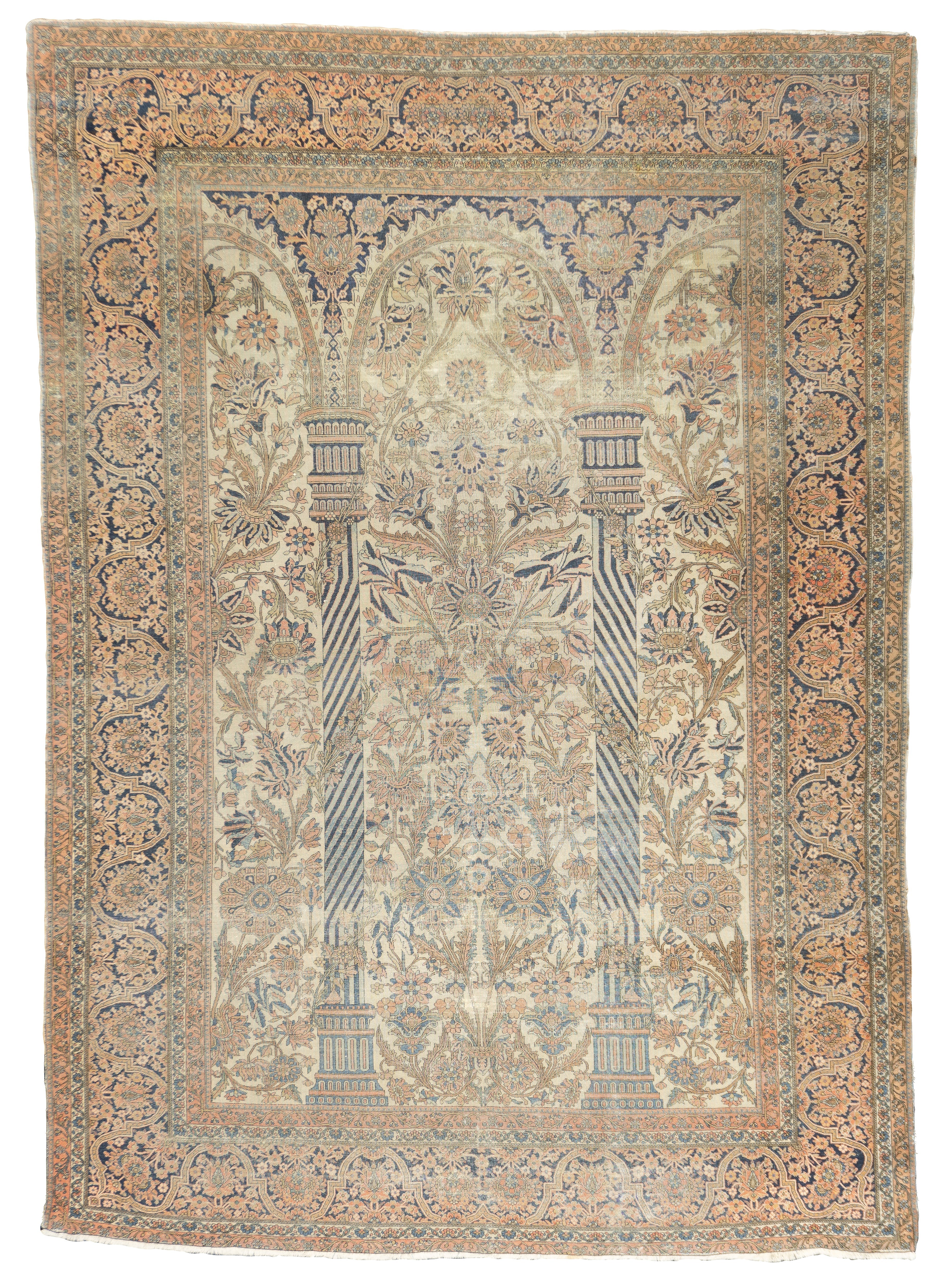 Antique Mohtasham Kashan Rug 6'9'' x 9'7''