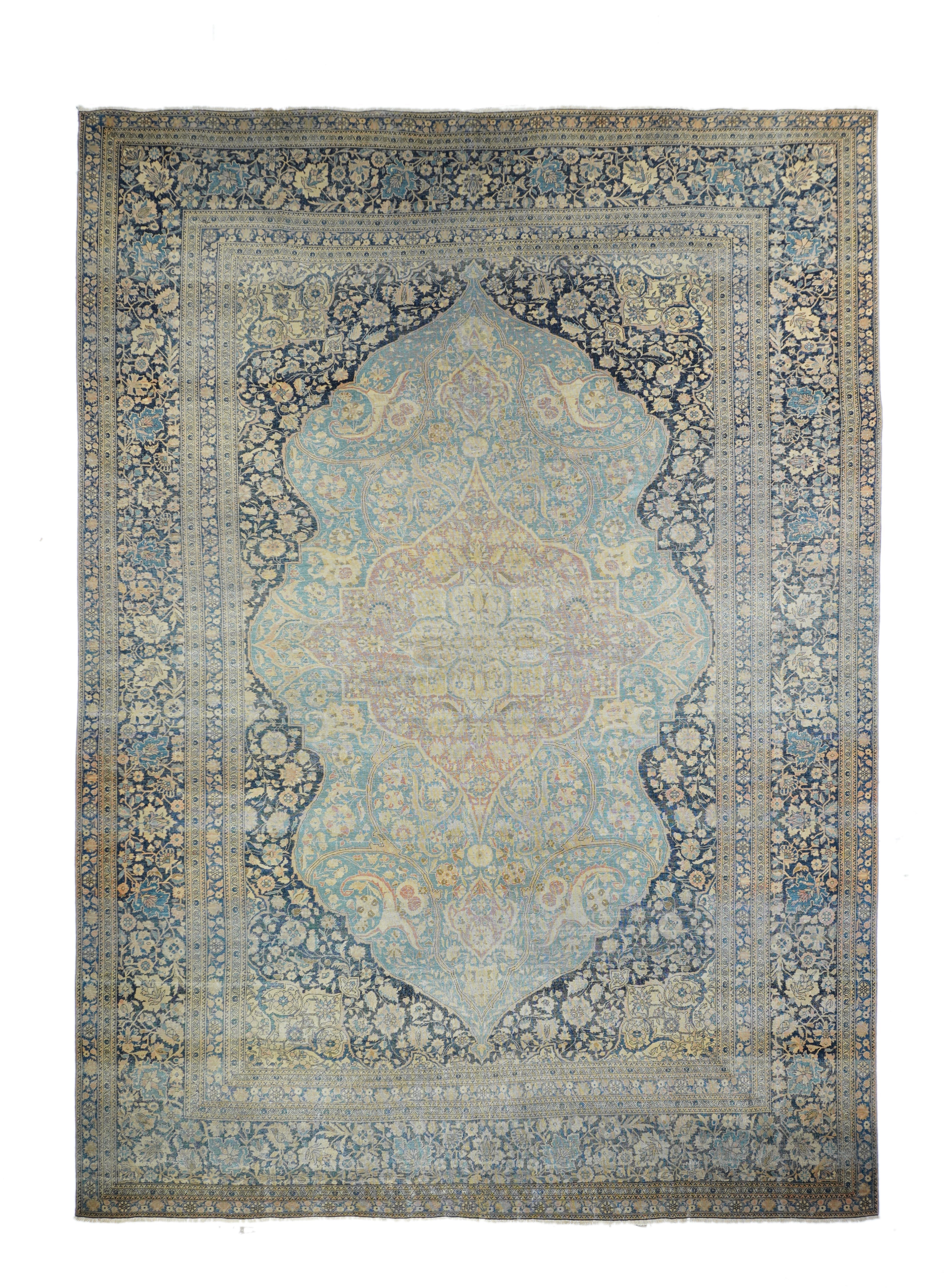 Antique Mohtasham Kashan Rug 7'3" x 10' 6''