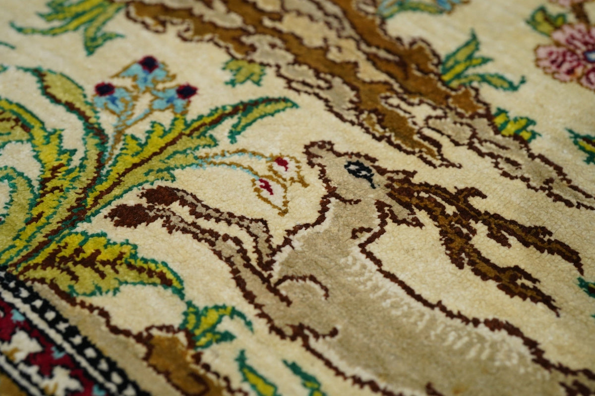 Extremely Fine Vintage Silk Qum Rug 4'5'' x 7'0''