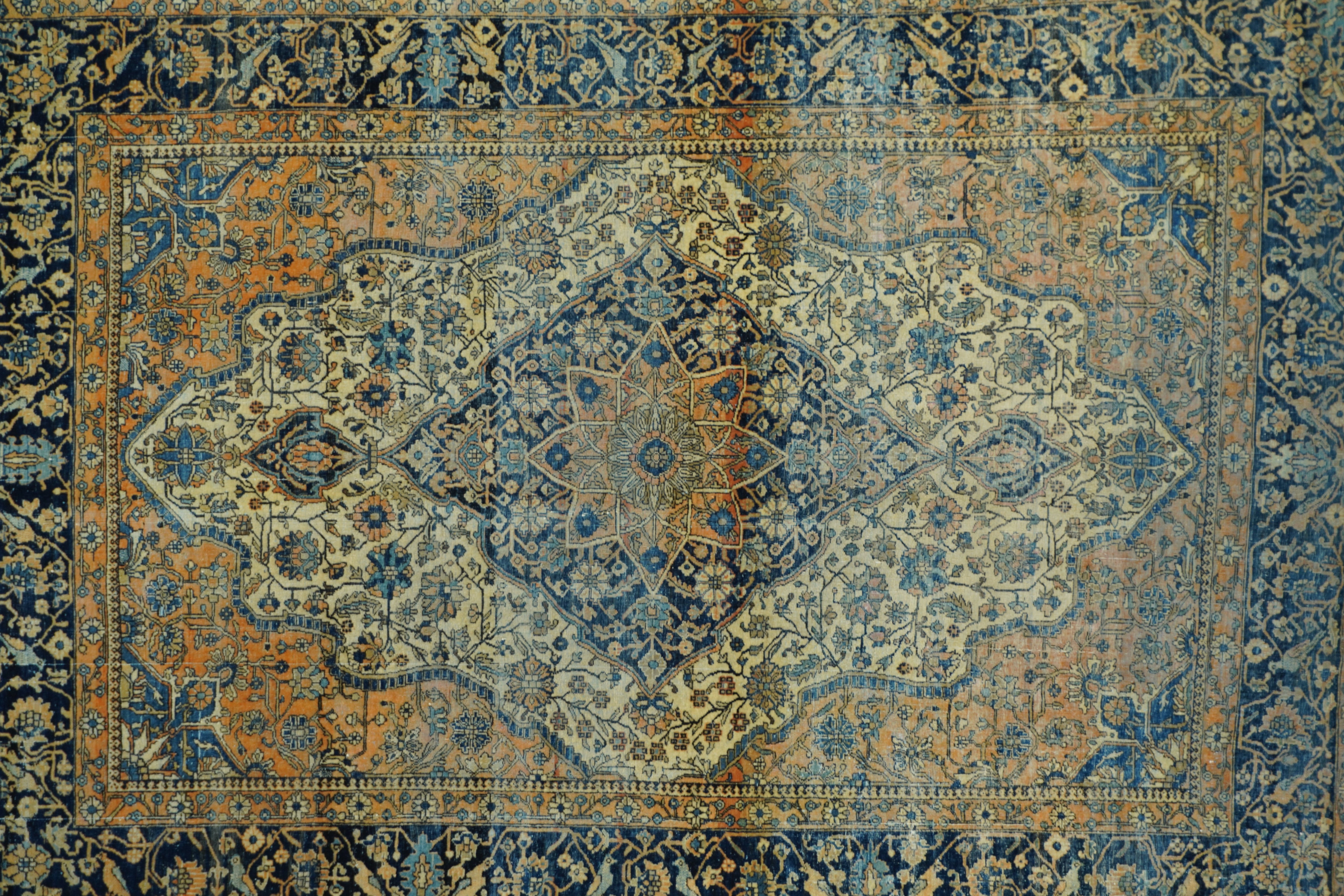 Antique Mohtasham Kashan Rug 4'2" x 6' 2"