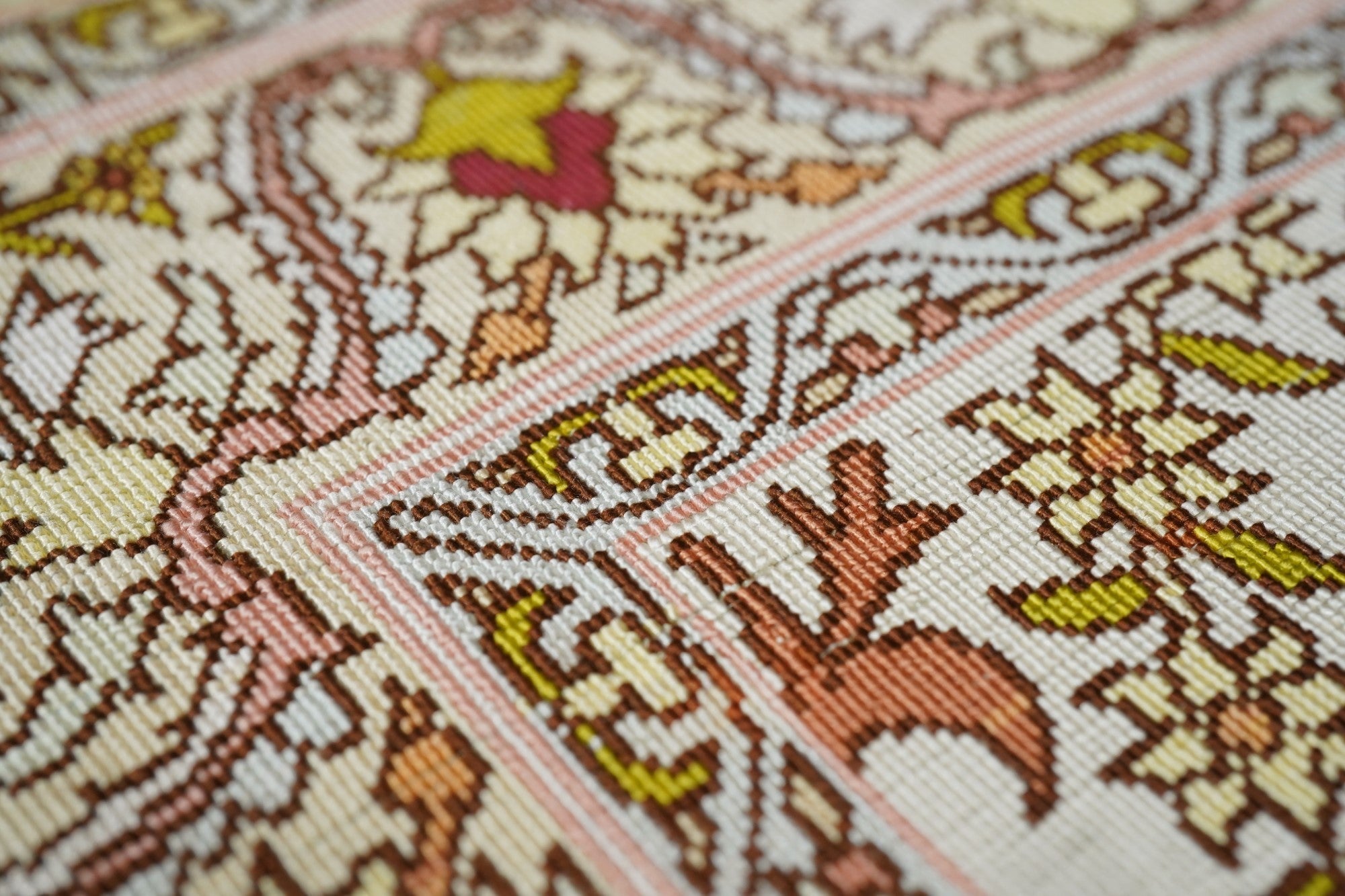 Extremely Fine Vintage Turkish Silk Hereke Rug 1'6'' x 2'5''