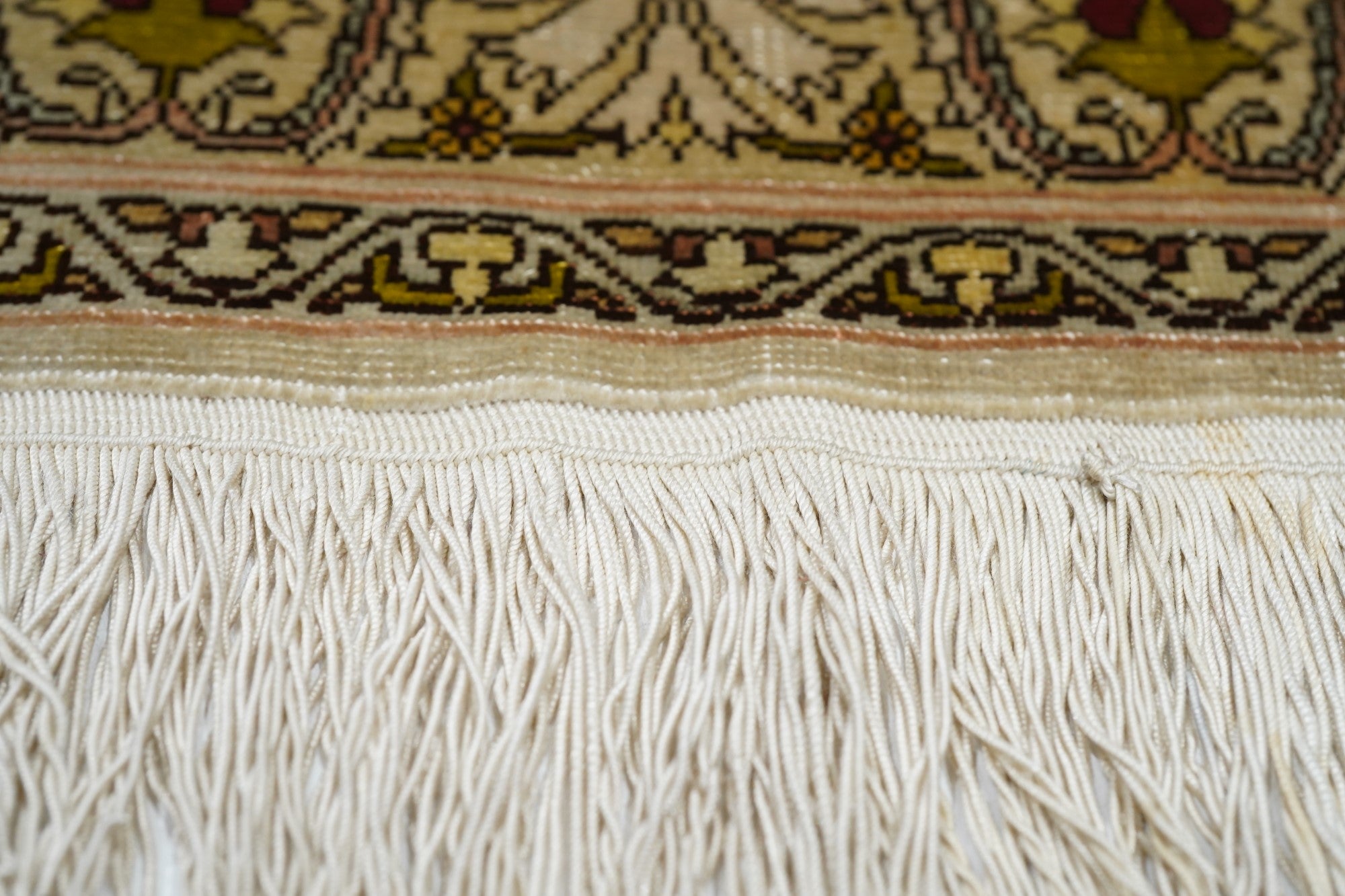 Extremely Fine Vintage Turkish Silk Hereke Rug 1'6'' x 2'5''
