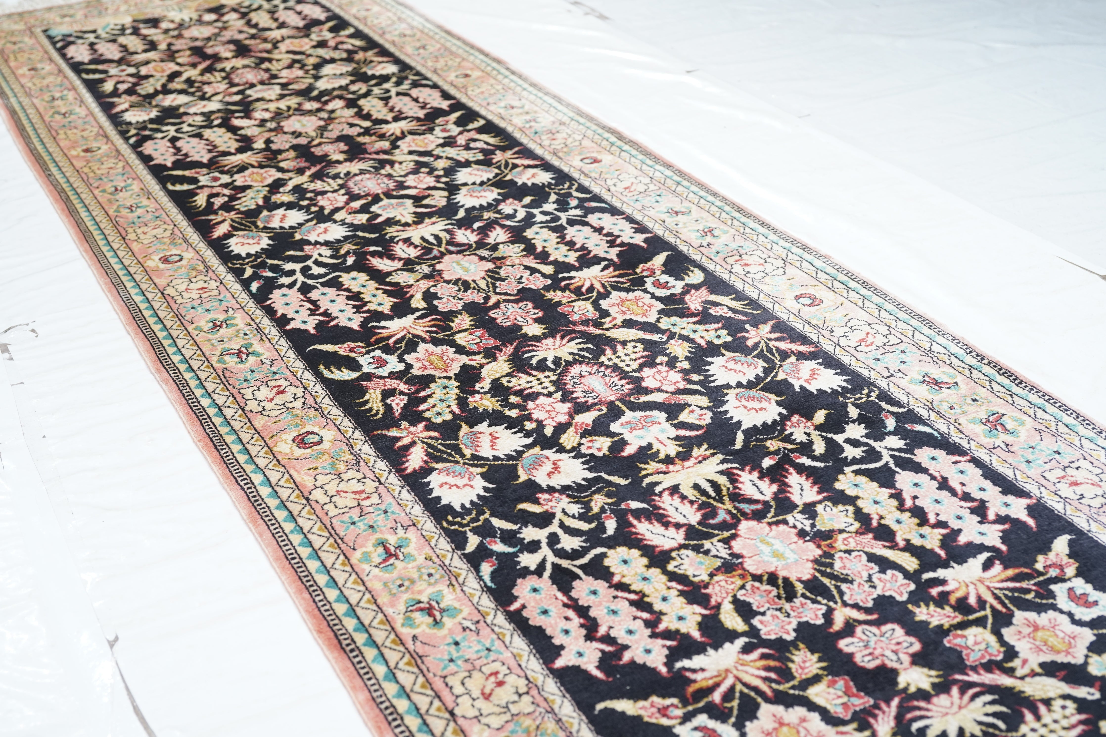 Fine Silk Qum Runner 2'6'' x 10'2''