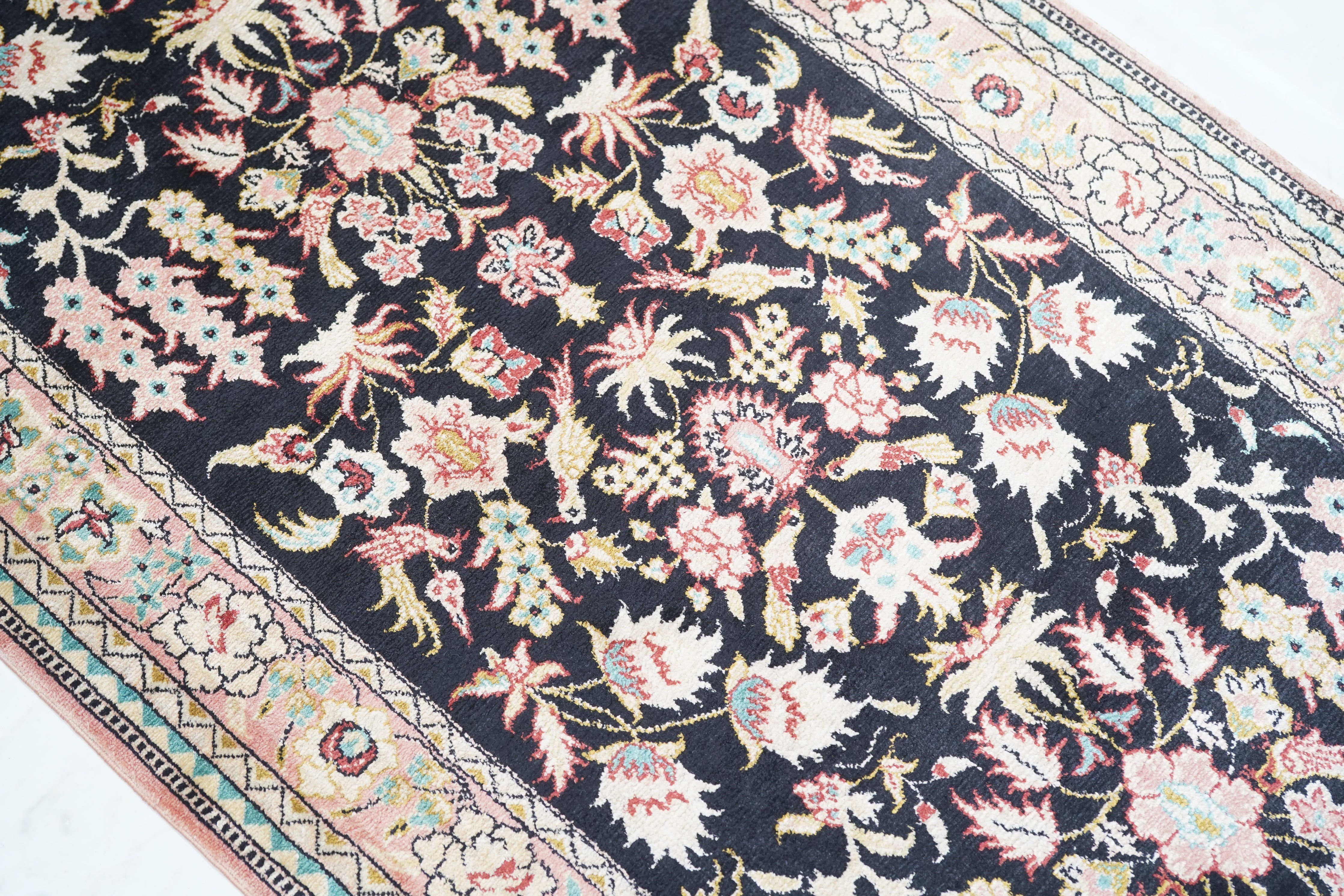 Fine Silk Qum Runner 2'6'' x 10'2''