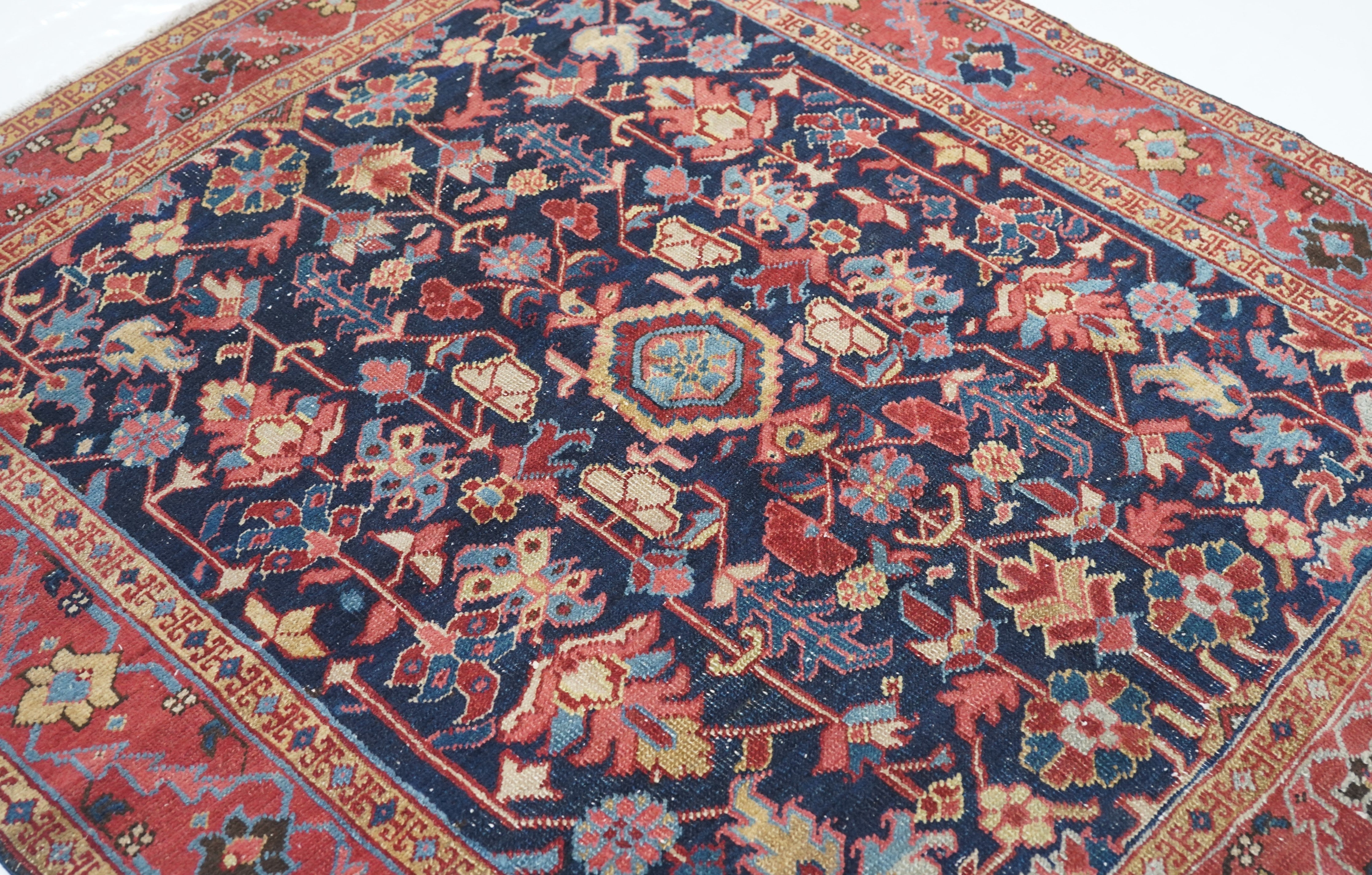 Antique Heriz Rug 4'4'' x 5'0"