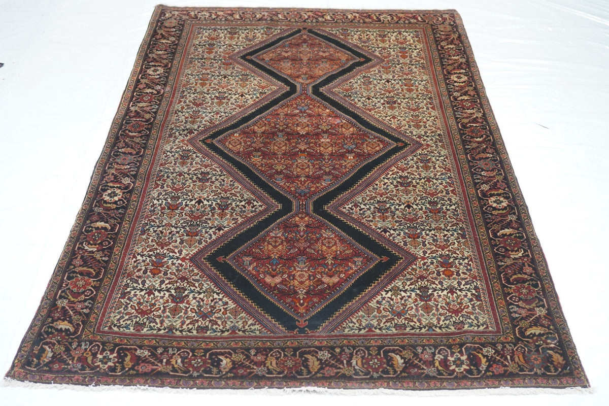 Antique Sarouk Rug 4'2" x 6'9"
